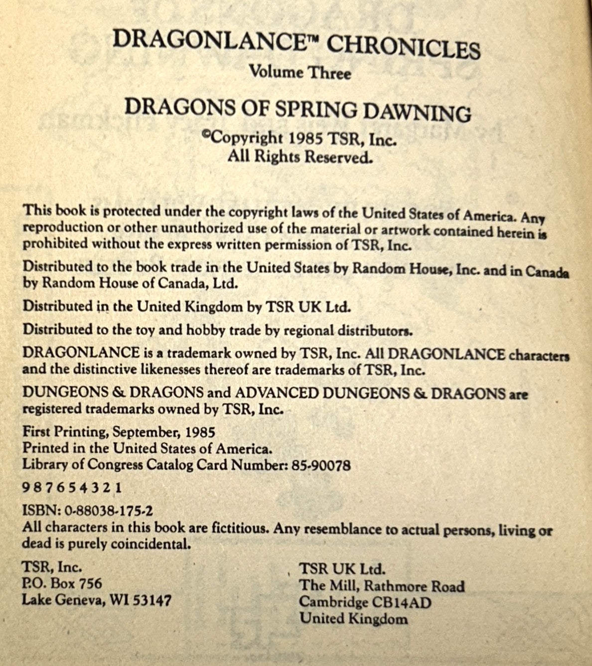 Dragonlance: Chronicles Trilogy by Mary Weis & Tracy Hickman 1984-1985 Later Printings