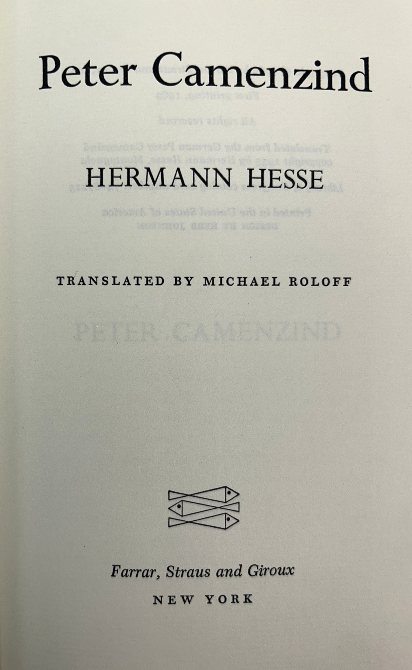 Peter Camenzind by Hermann Hesse 1969 1st Printing