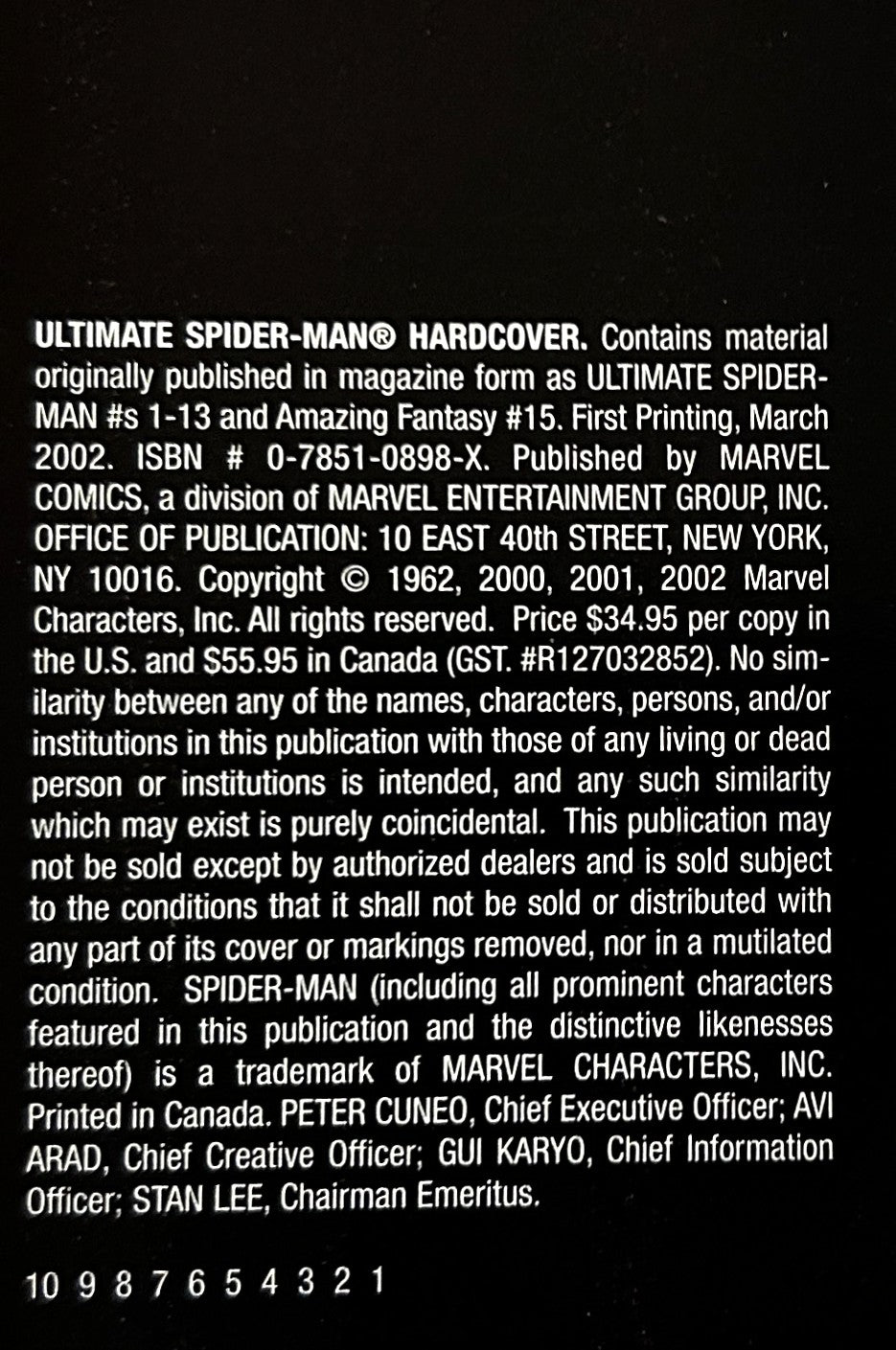 Ultimate Spider-Man Vol. 1 by Mark Bagley 2002 SIGNED 1st Print