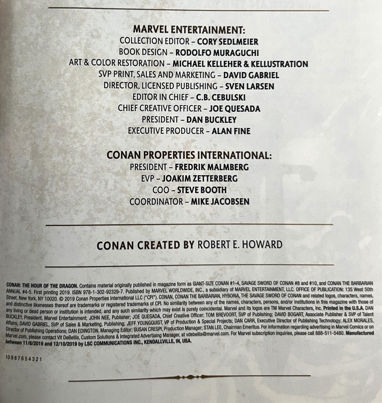 Marvel Comics: Conan: The Hour of the Dragon by Roy Thomas 2019 1st Print
