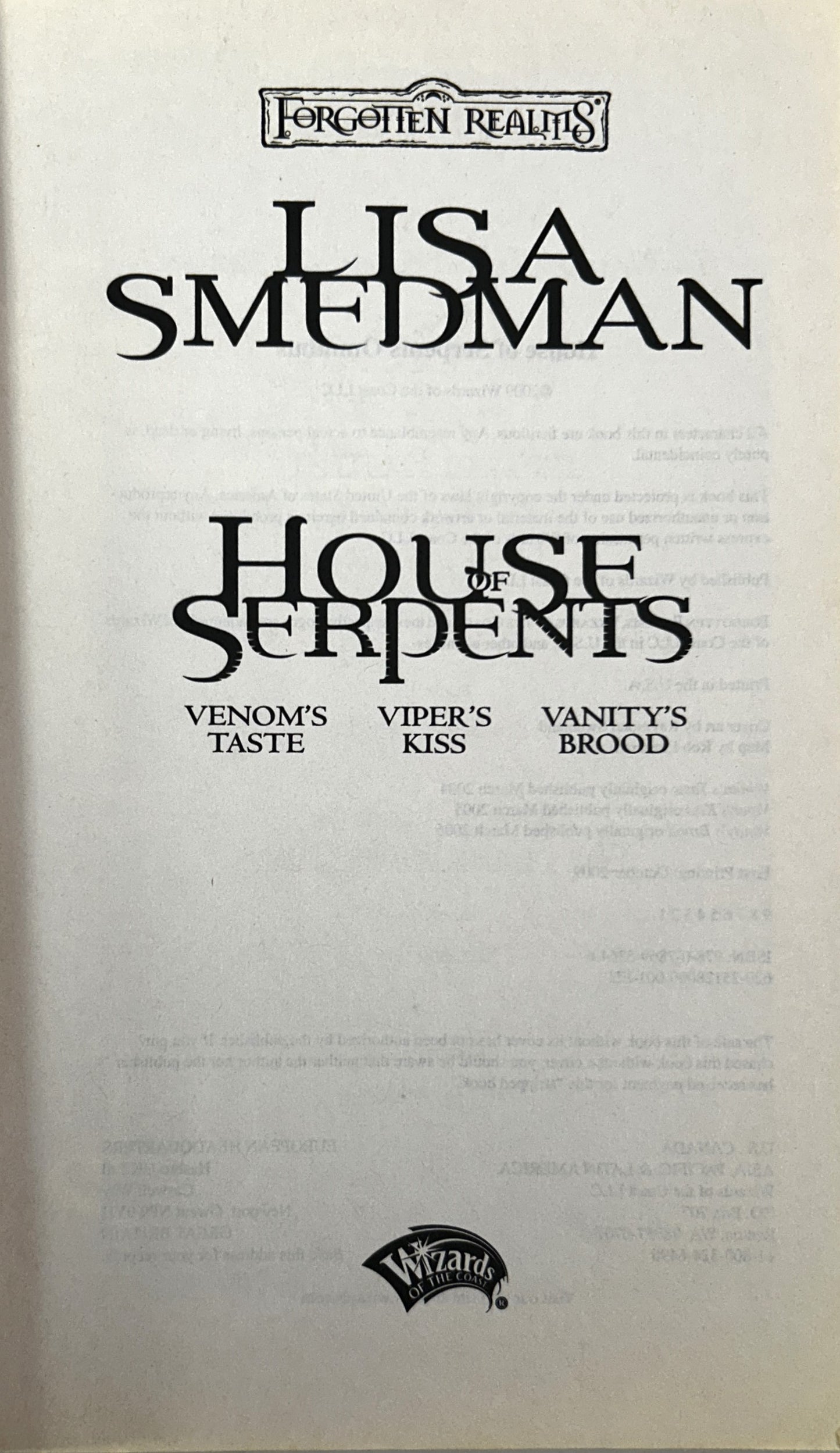 Forgotten Realms: House of Serpents by Lisa Smedman 2009 1st Printing