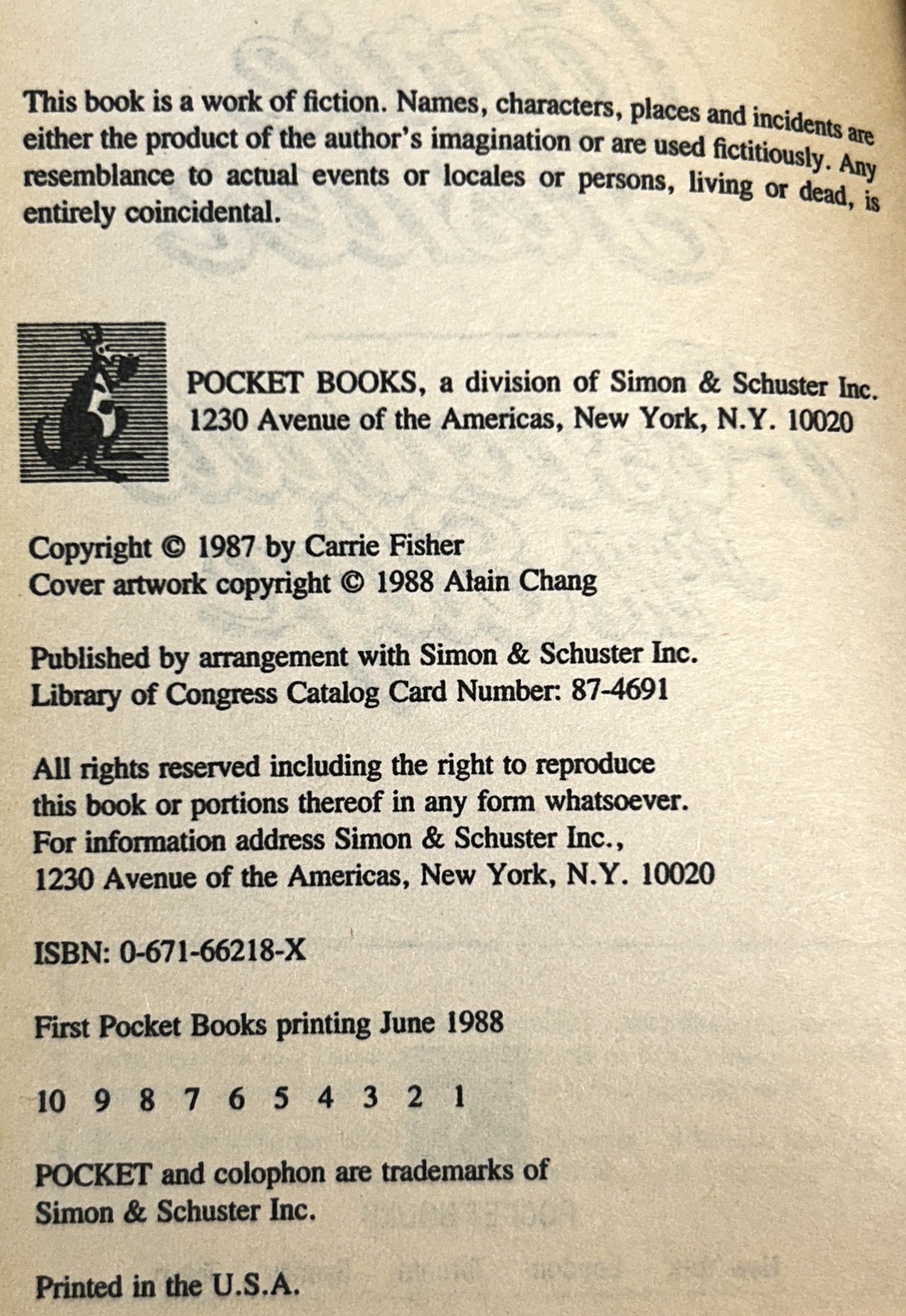 Postcards from the Edges by Carrie Fisher 1988 1st Printing