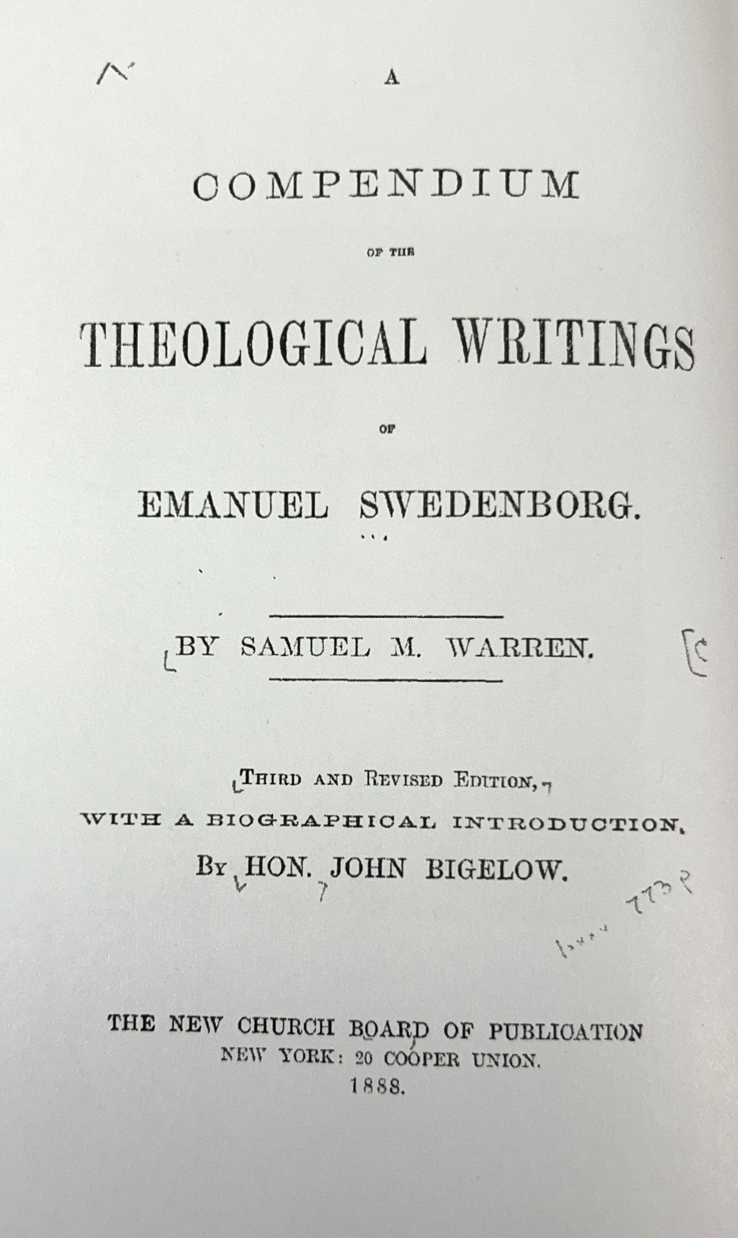 A Compendium of the Theological Writings of Emanuel Swedenborg by Samuel Warren REPRINT