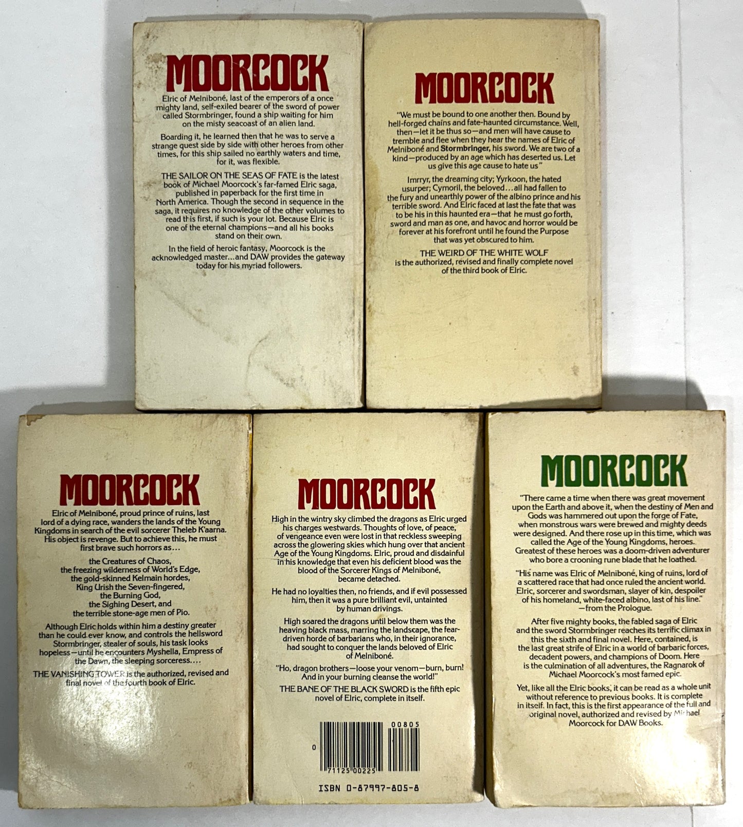 Set of 5 Elric Saga by Michael Moorcock Illus by Michael Whelan 1976-1977 DAW