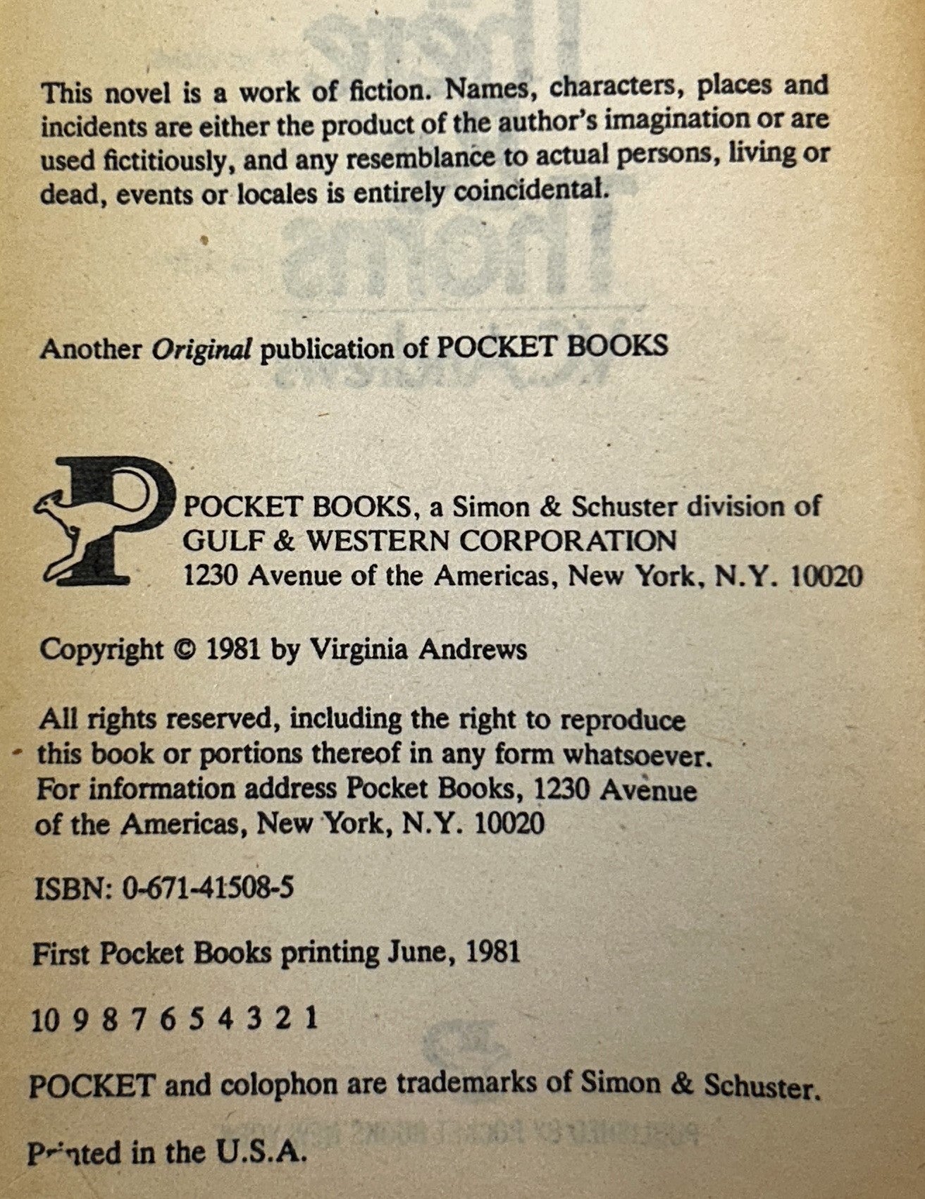 Set of 4 VC Andrews Novels 1981-1987 1st Printings