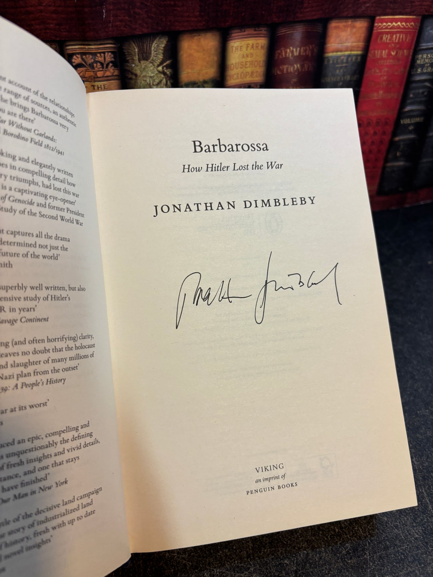 Barbarossa: How Hitler Lost the War by Jonathan Dimbleby SIGNED 1st Edition 2021 UK