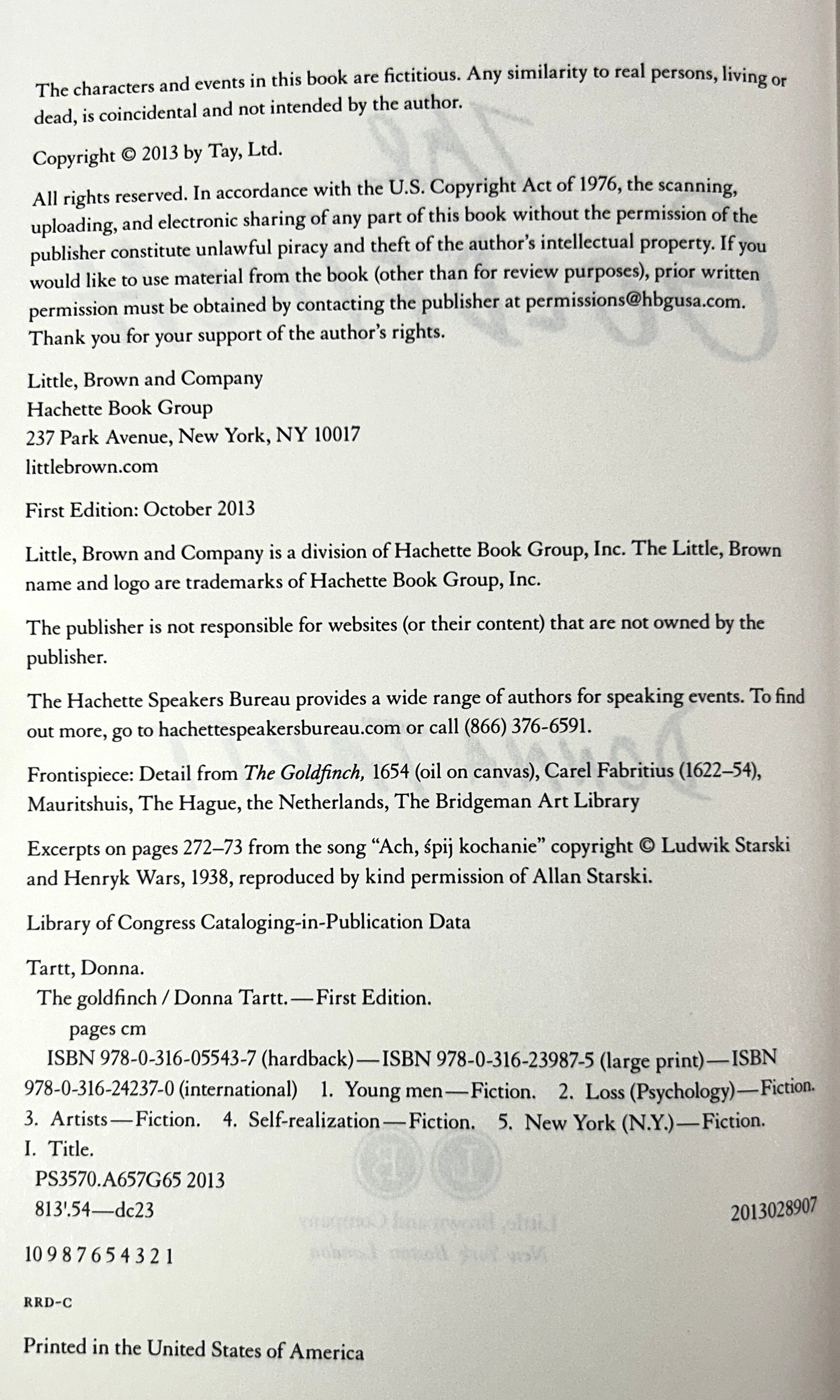 The Goldfinch by Donna Tartt 2013 1st Edition