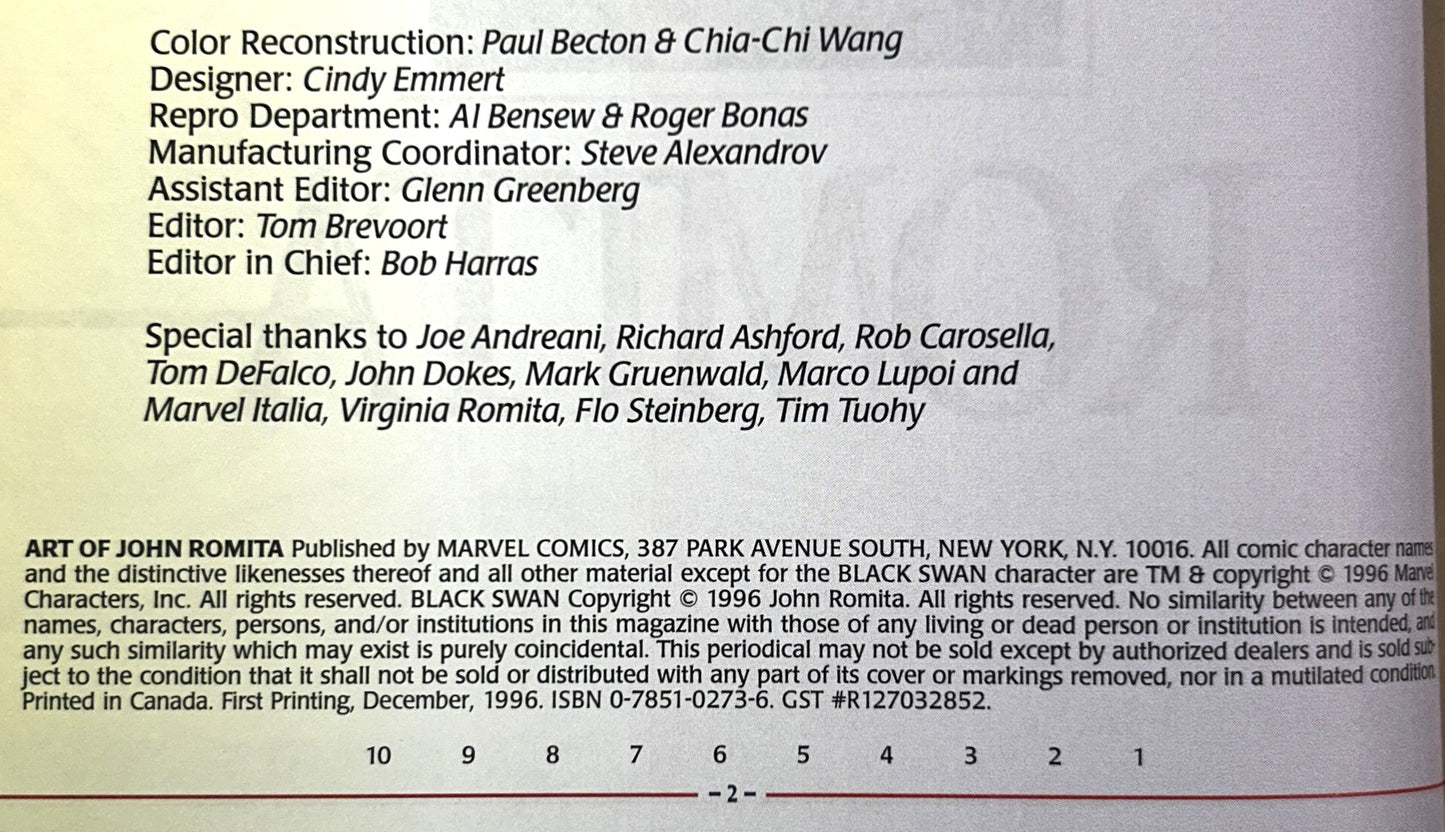 Marvel: The Art of John Romita 1996 1st Printing