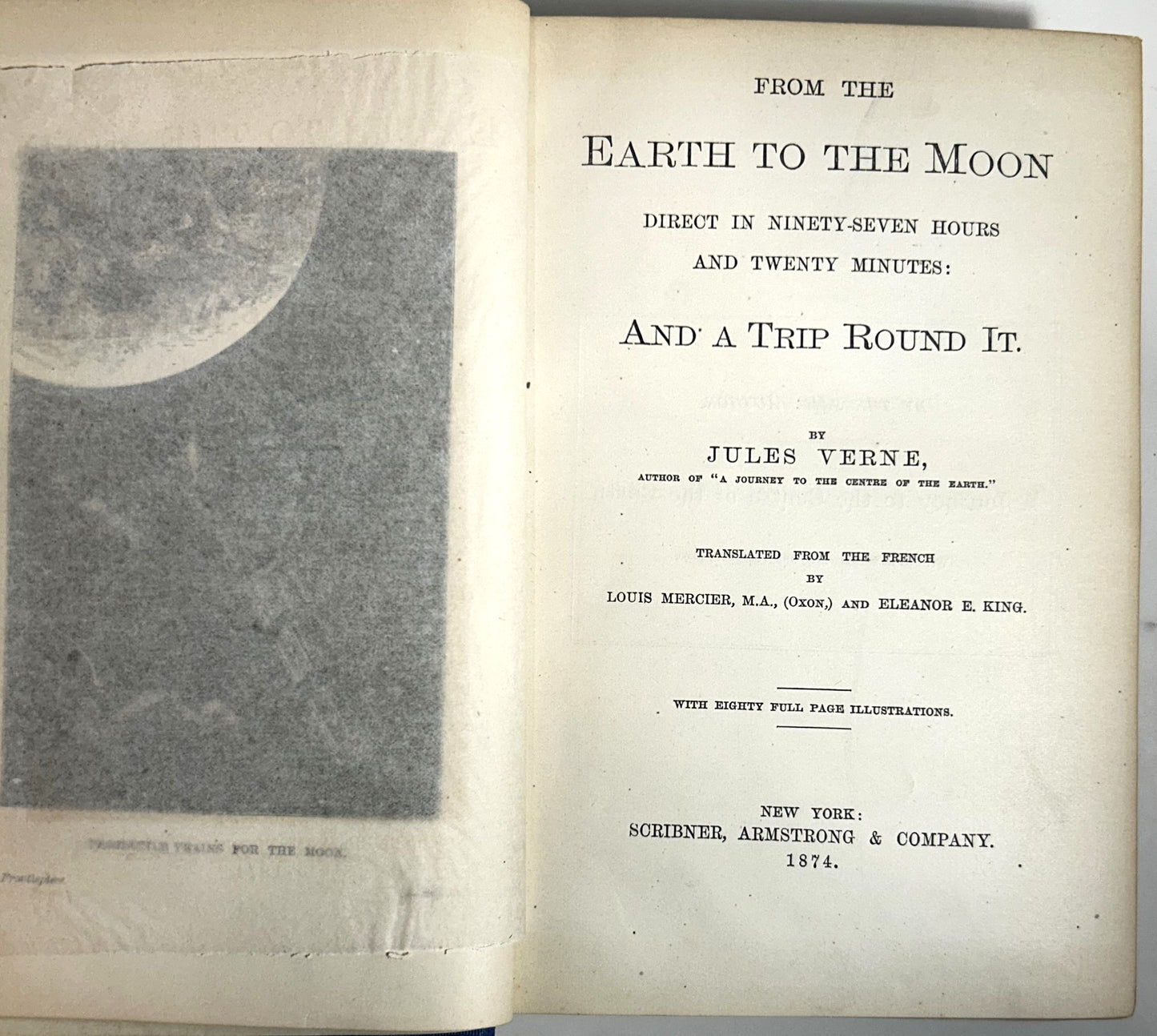 From Earth to the Moon by Jules Verne 1874 Hardcover 1st US Edition Fully Illustrated
