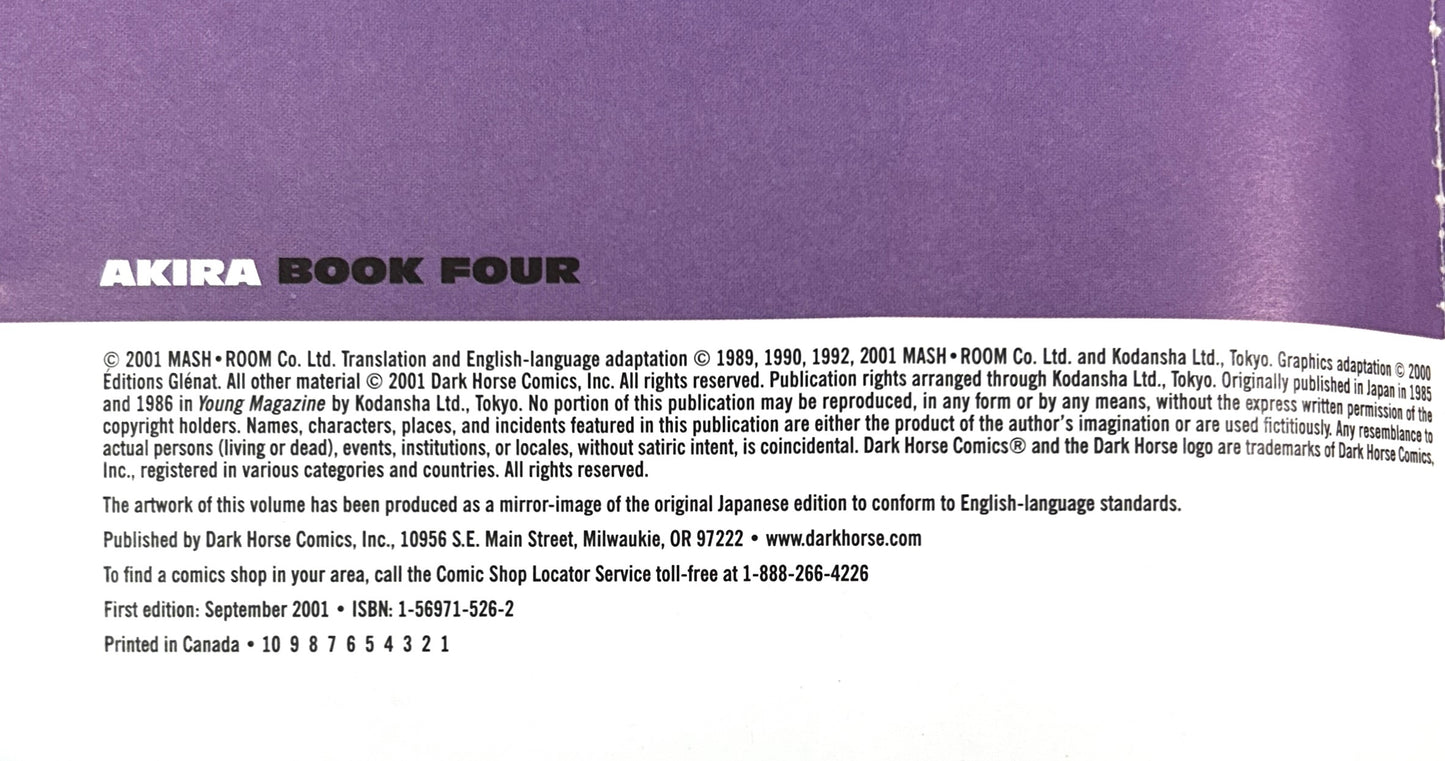 Akira Vol. 4 by Katsuhiro Otomo 2001
