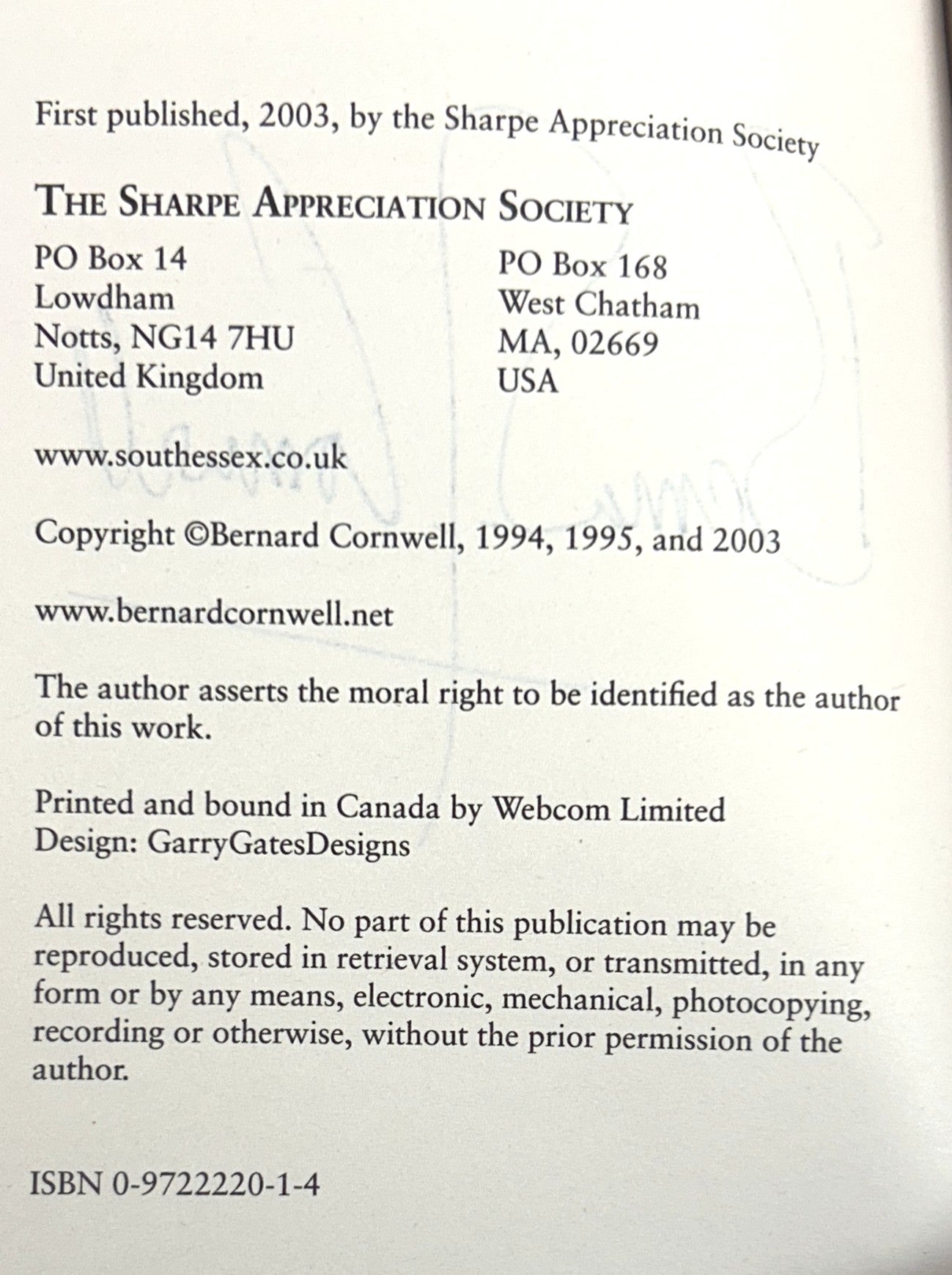 Sharpe's Christmas: Two Short Stories by Bernard Cornwell 2003 SIGNED