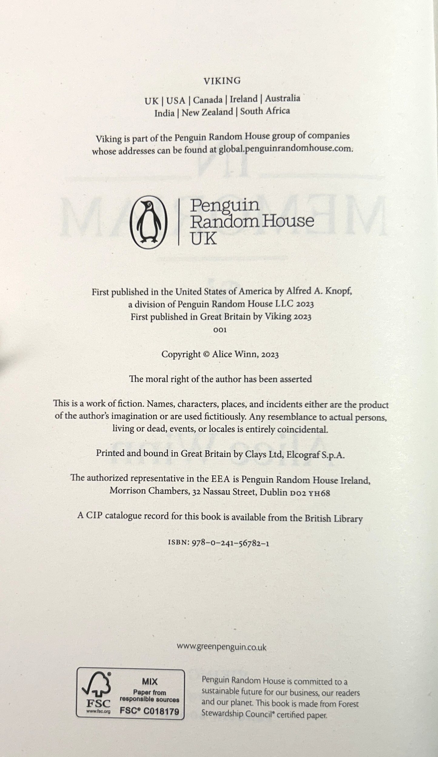 Memoriam by Alice Winn 2023 SIGNED