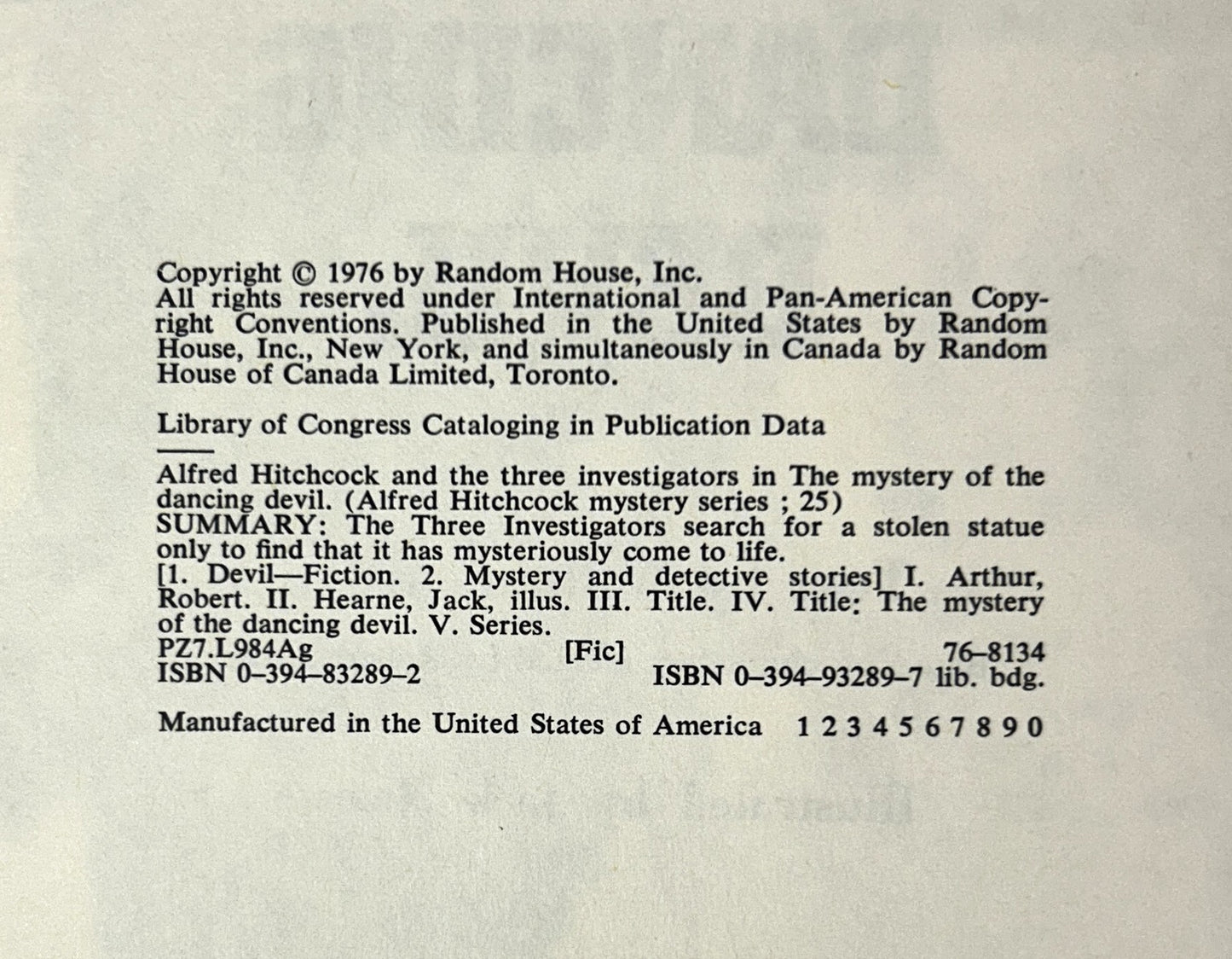 The Mystery of the Dancing Devil (Alfred Hitchcock & the Three Investigators #25) stated 1976 Later Print