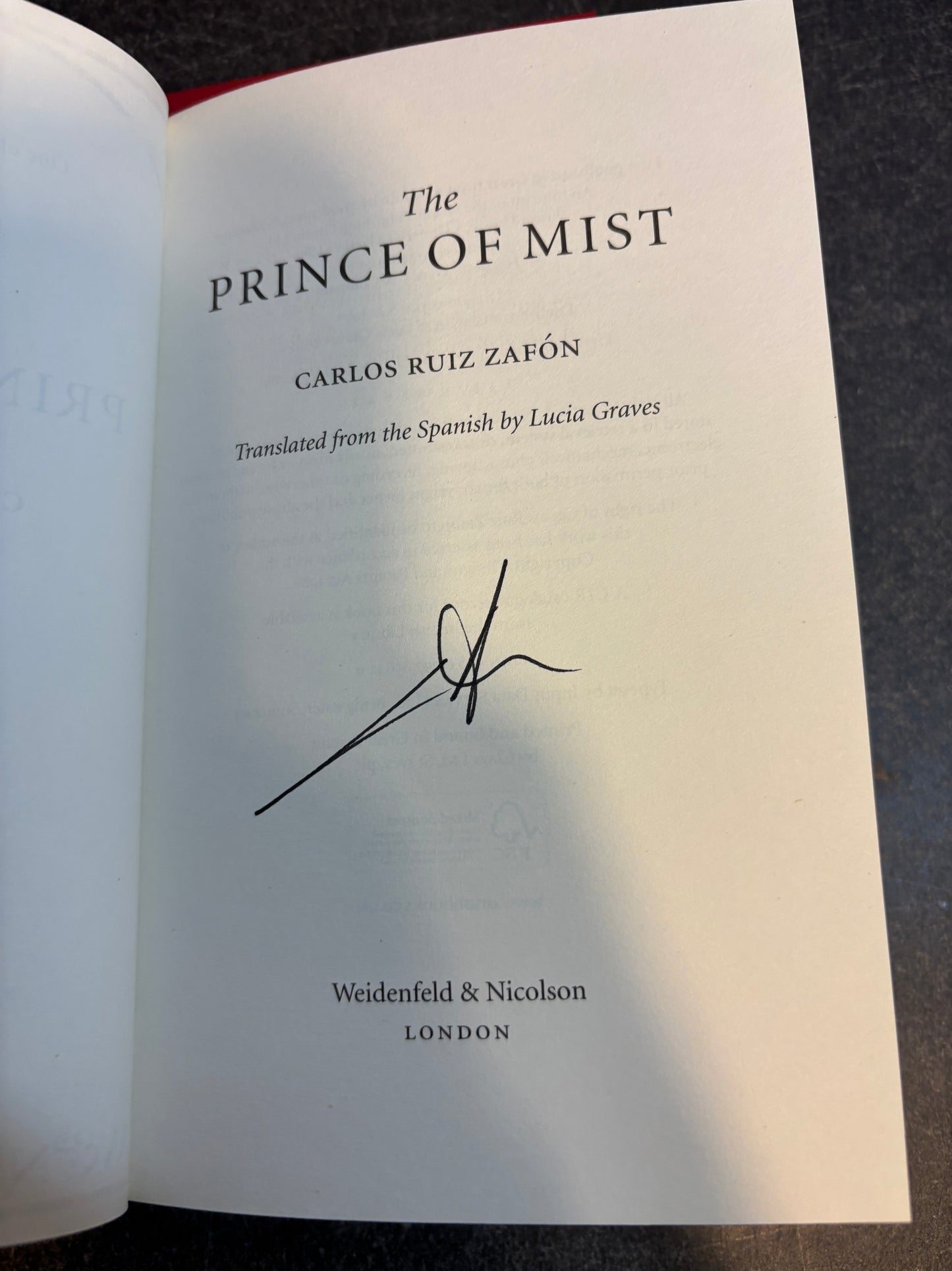 The Prince of Mist by Carlos Ruiz Zafon SIGNED Limited Edition #155/250 w/ Slipcase 2010