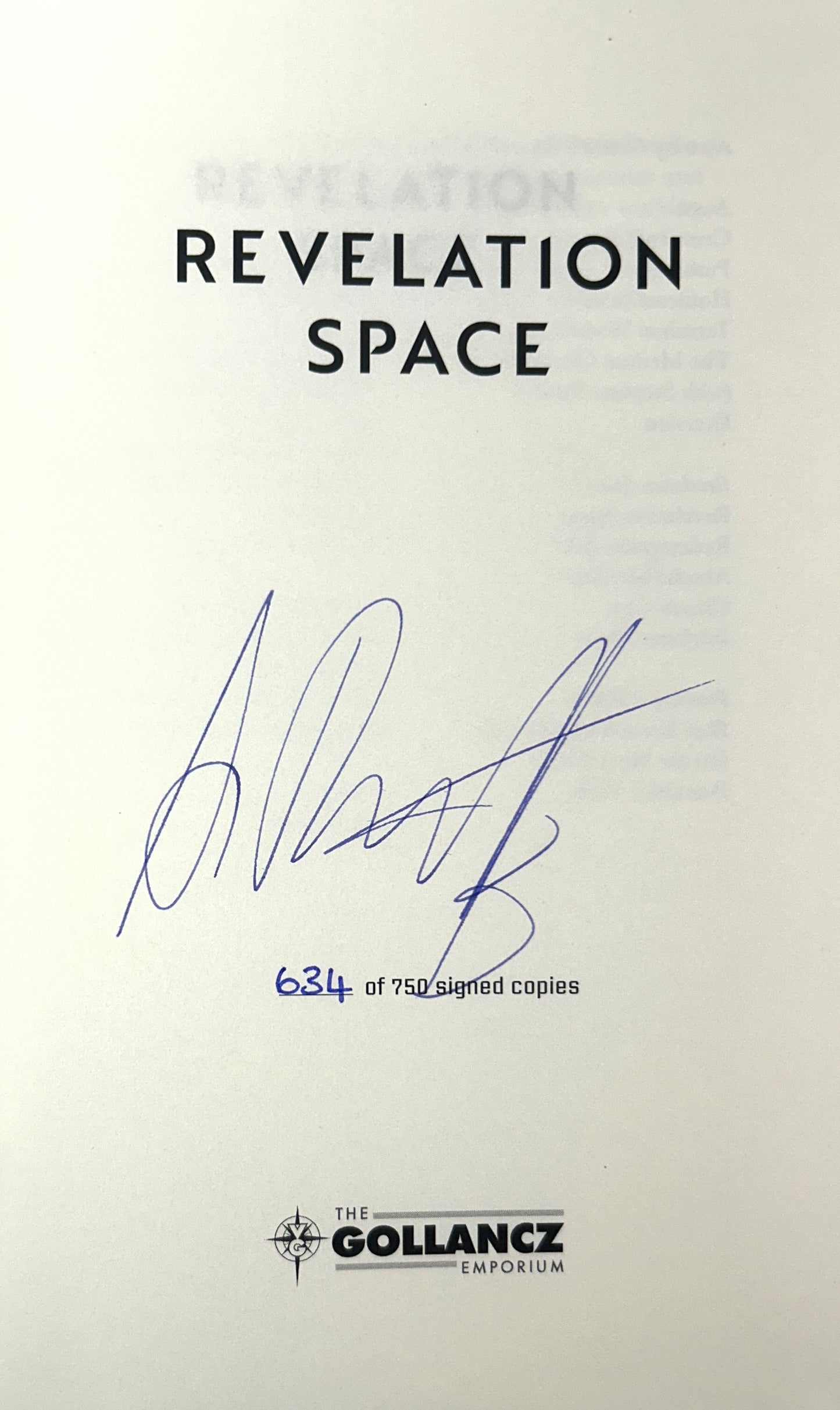 Revelation Space by Alastair Reynolds 2000 SIGNED Gollancz Emporium Limited Edition #750