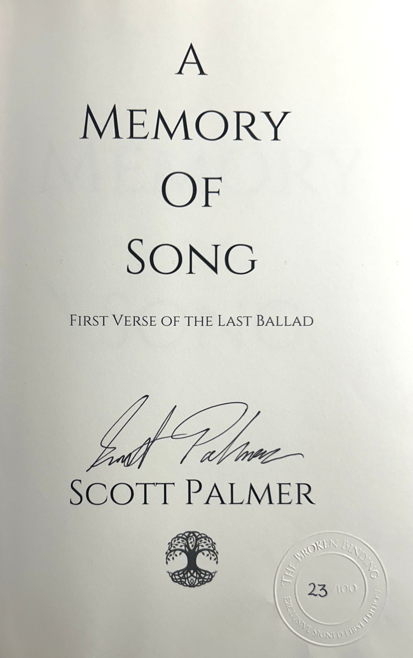 Memory of Song (Last Ballad #1) by Scott Palmer 2024 SIGNED Limited Edition #23/100 2nd Edition