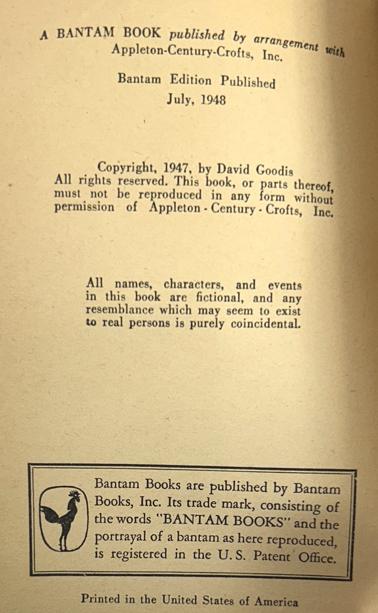 Behold This Woman by David Goodis 1948 Bantam Edition