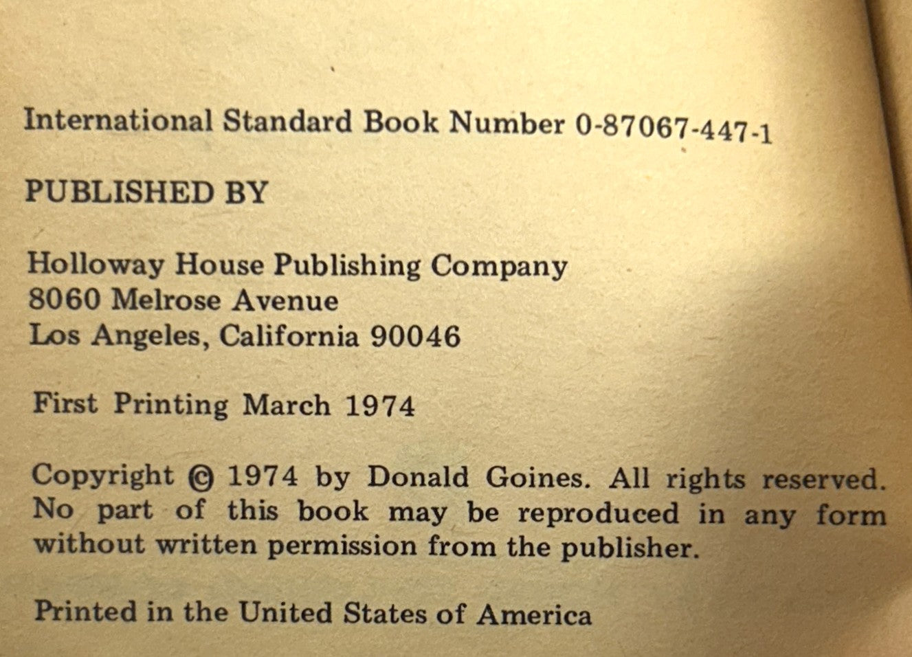 Eldorado Red by Donald Goines 1974 1st Printing