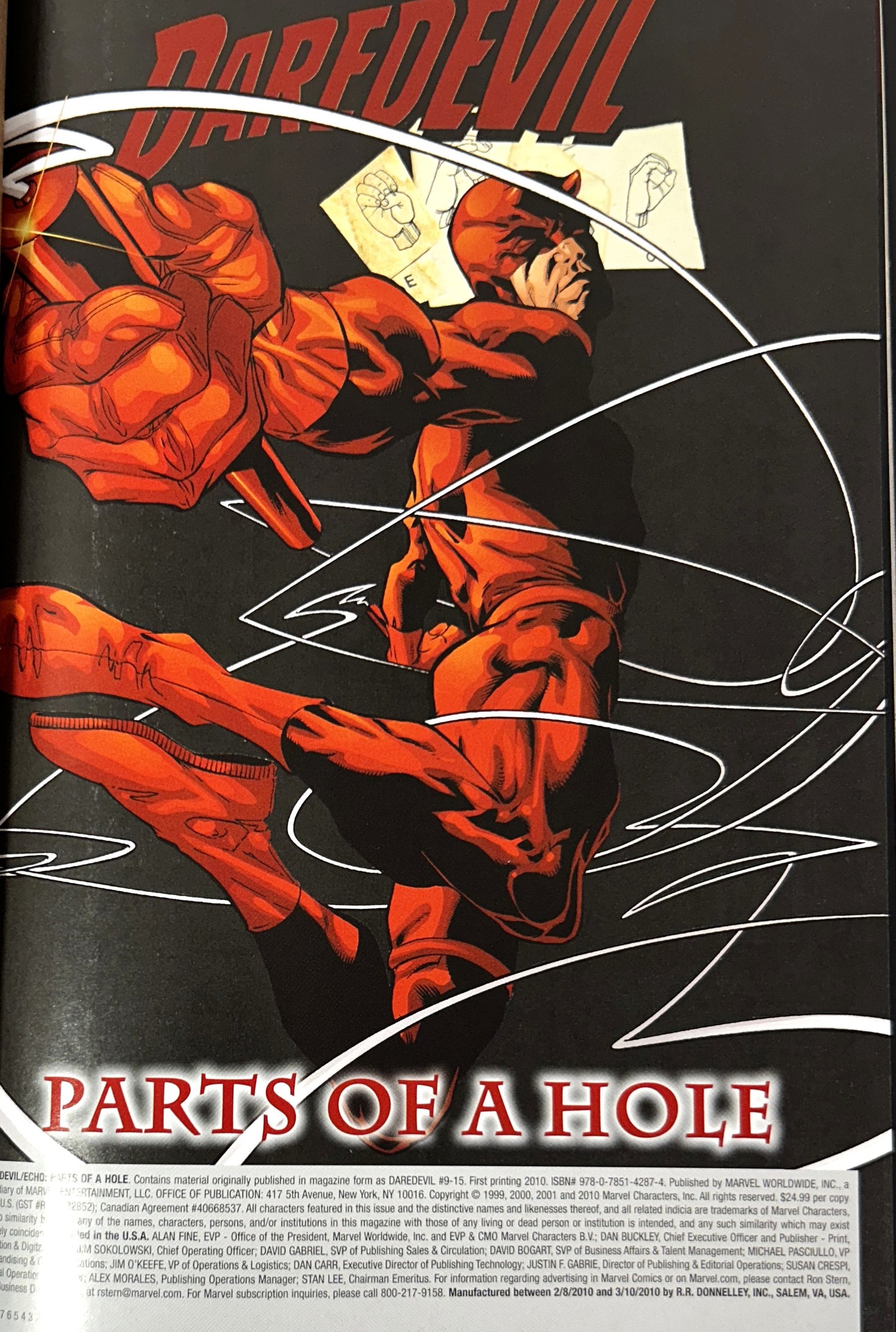 Marvel Knights: Daredevil: Parts of a Hole by David Mack 2010 1st Printing