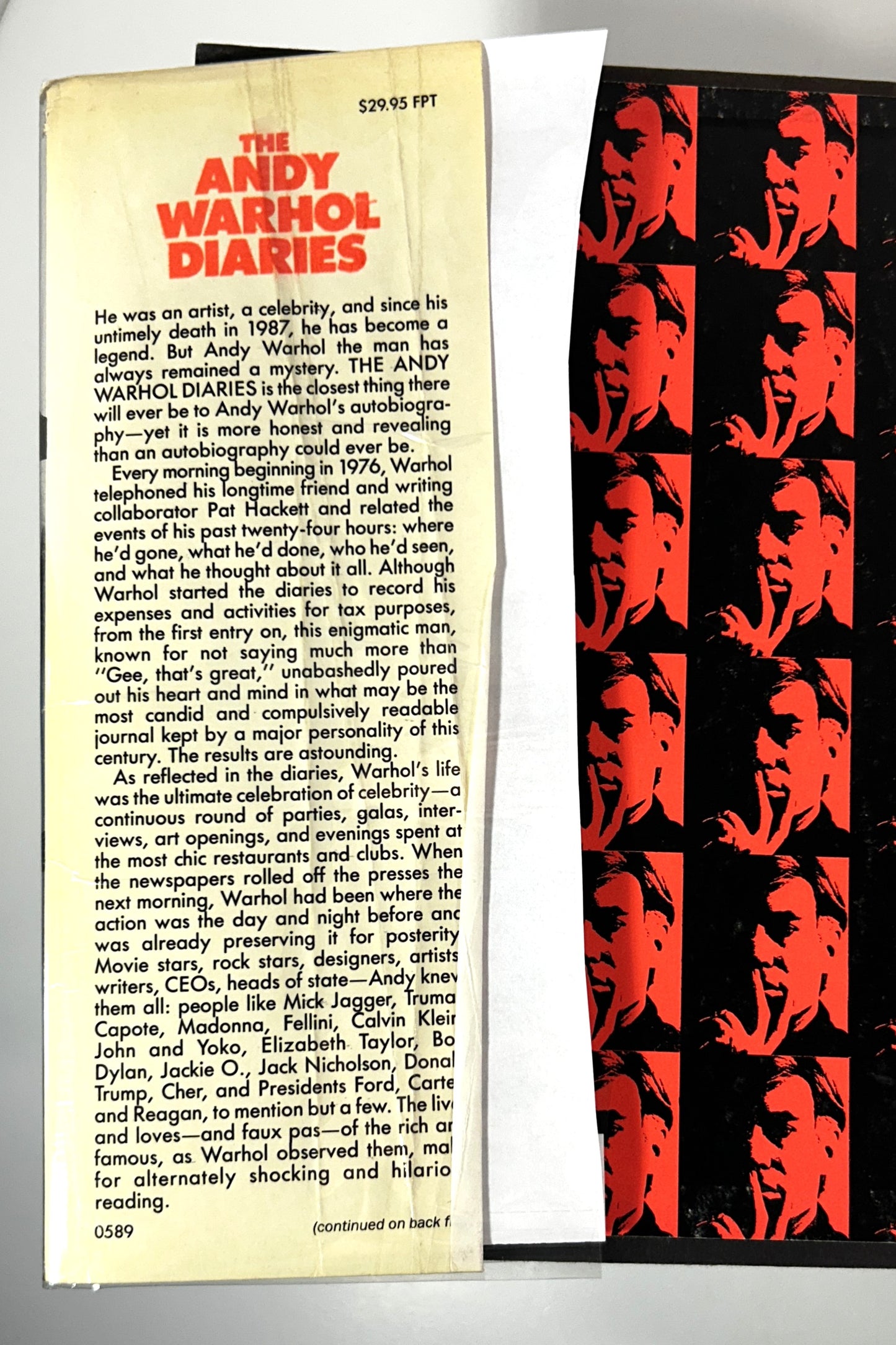 The Andy Warhol Diaries edited by Pat Hackett 1989 1st Printing
