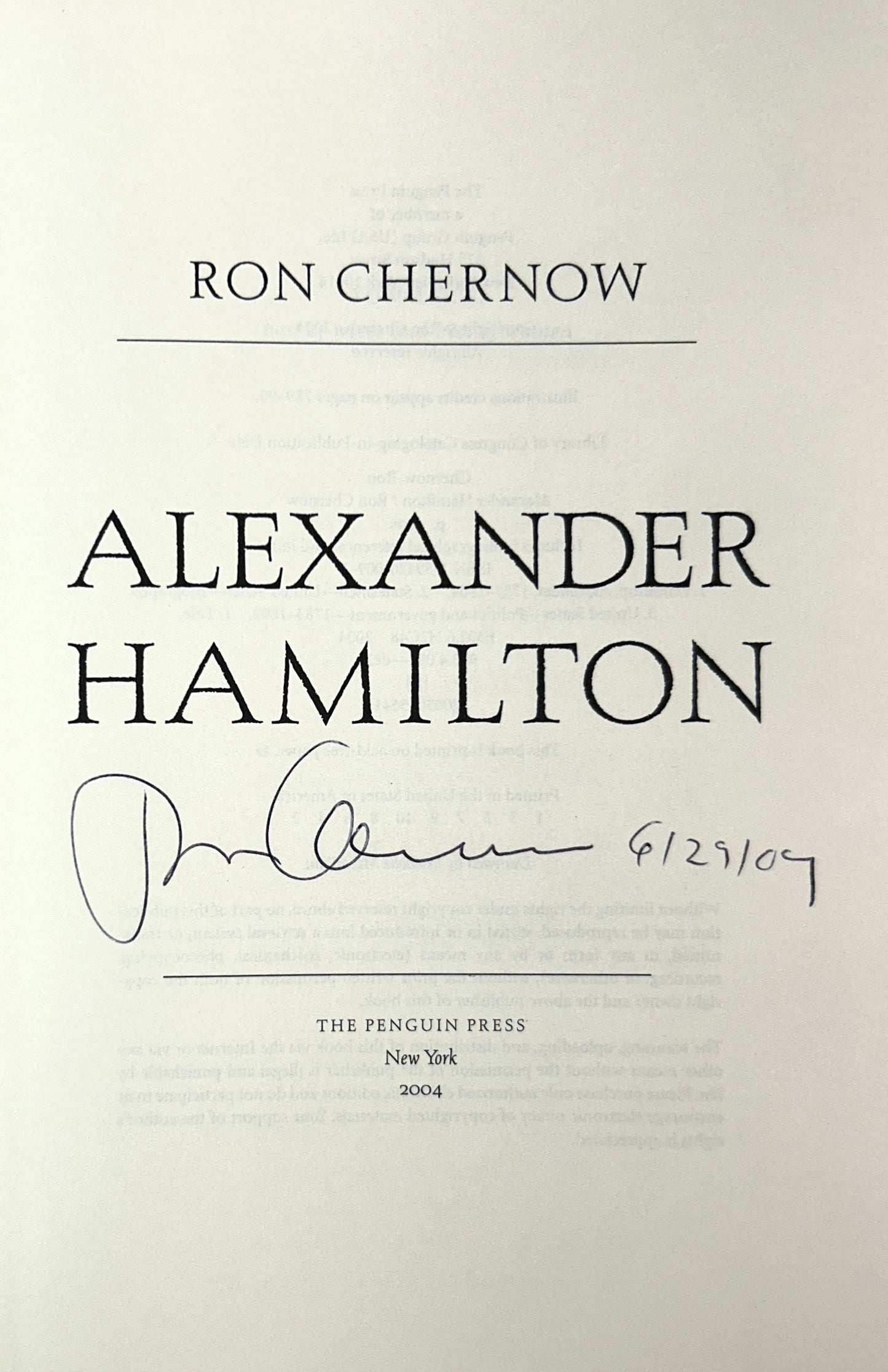 Alexander Hamilton by Ron Chernow 2004 SIGNED 1st Edition