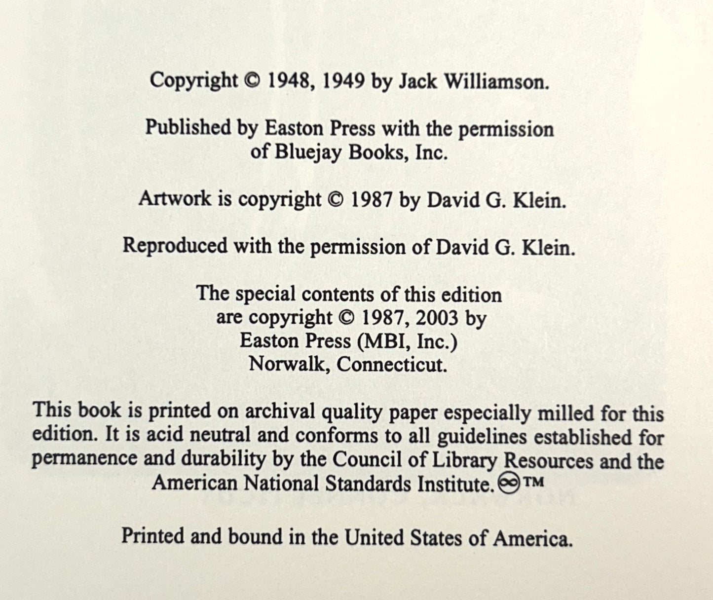 Easton Press: The Humanoids by Jack Williamson 2003