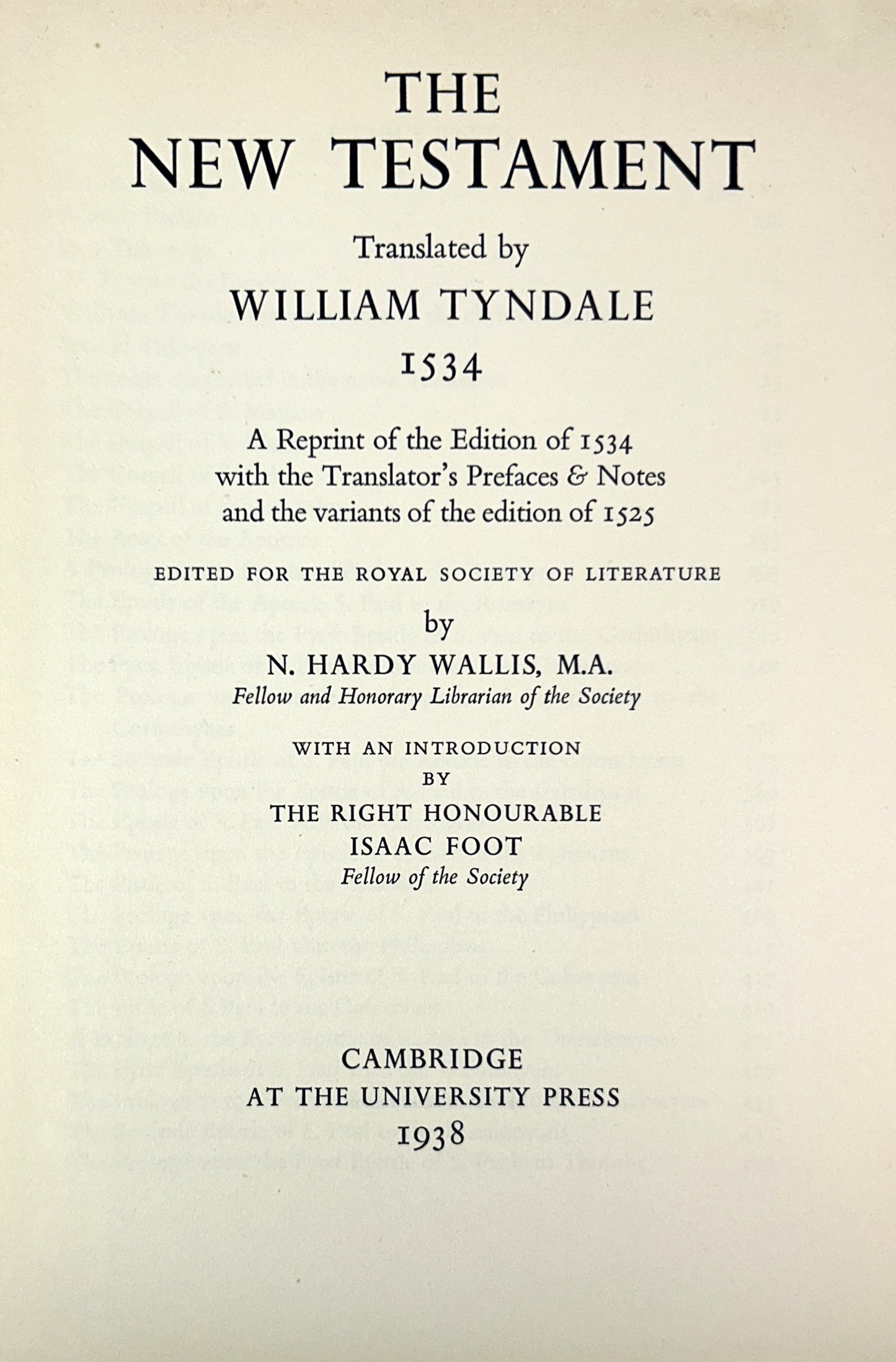 The New Testament translated by William Tyndale 1938