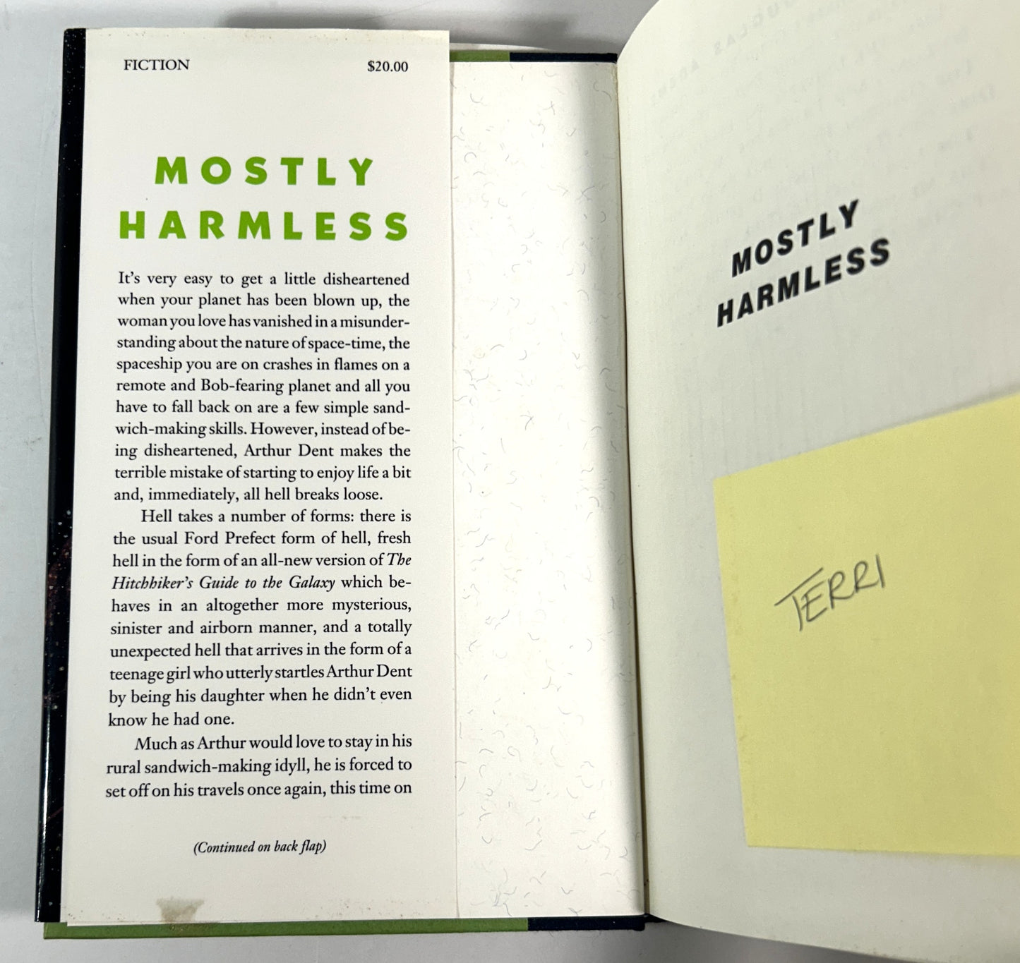 Mostly Harmless by Douglas Adams 1992 SIGNED + INSCRIBED 1st Edition