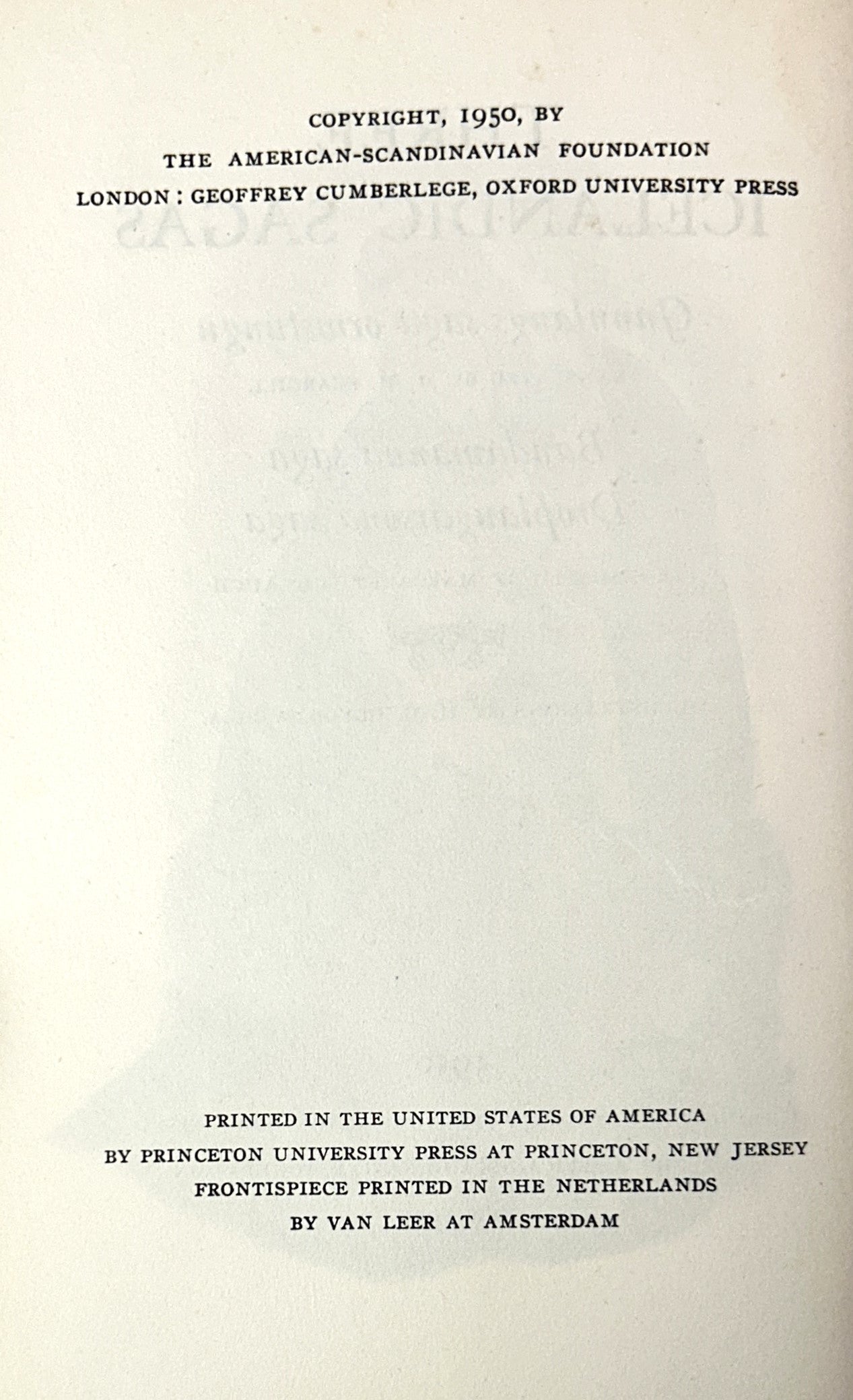 Three Icelandic Sagas translated by Margaret Schlauch 1950 Princeton University Press