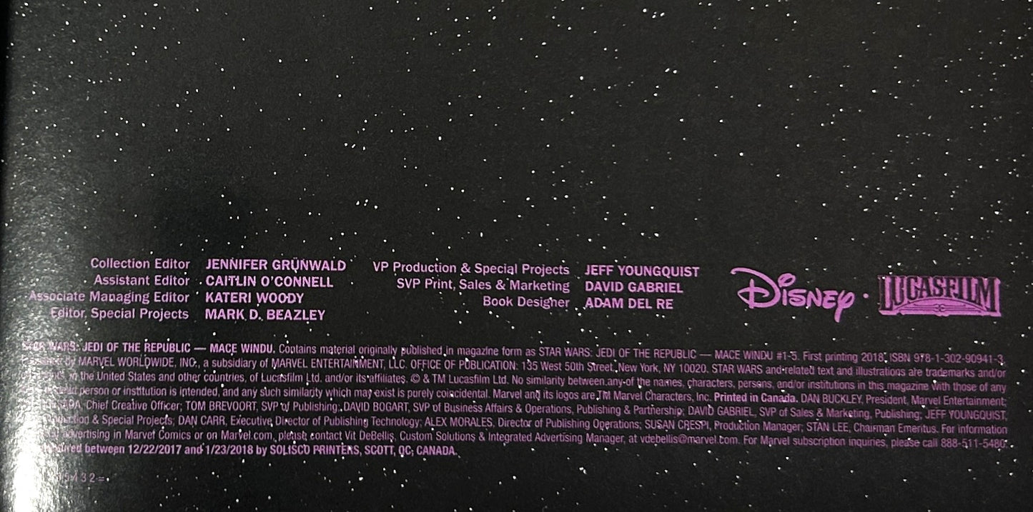 Marvel: Star Wars: Mace Windu: Jedi of the Republic 2018 1st Print