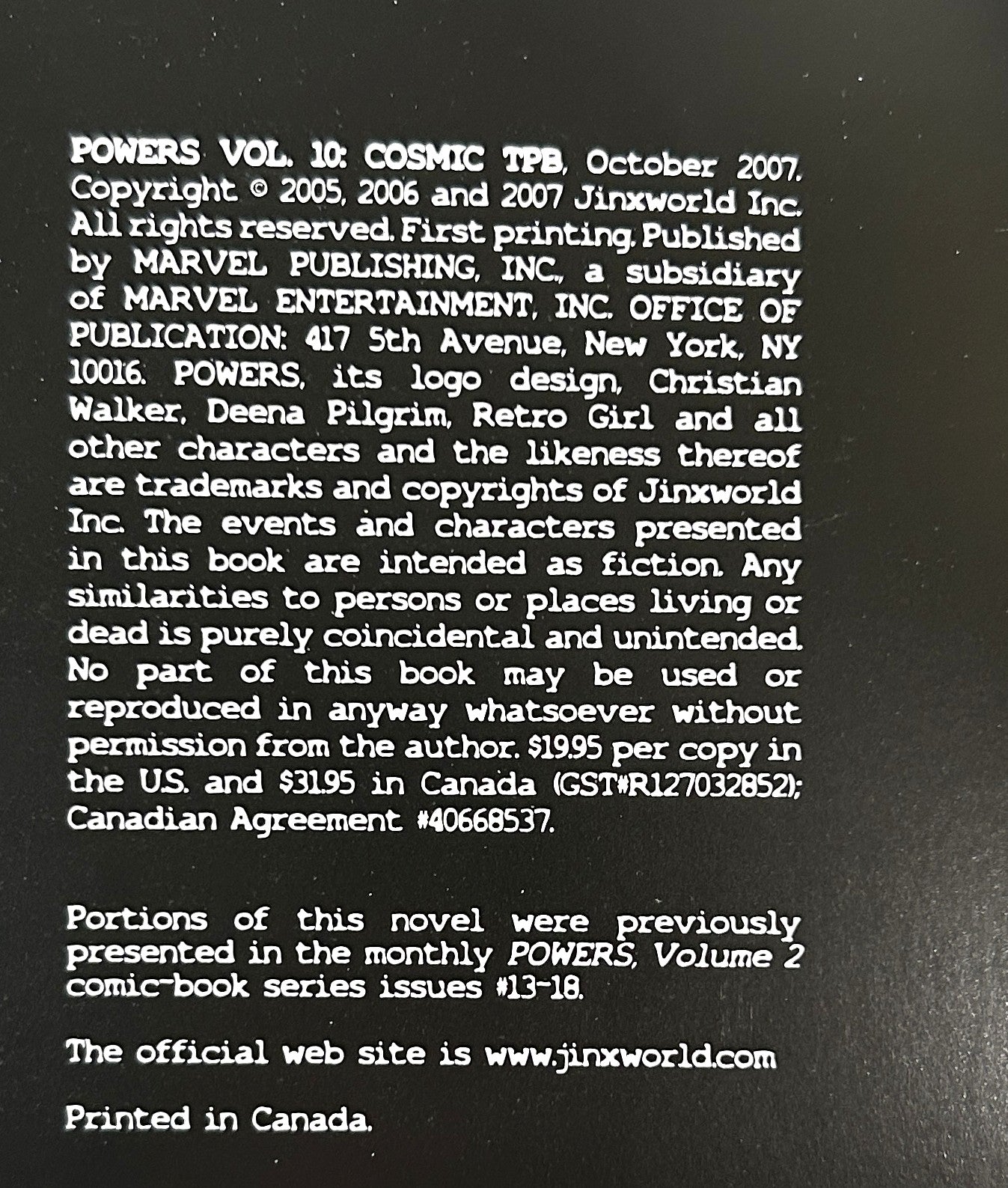 Set of 8 Powers by Brian Michael Bendis 2002-2007