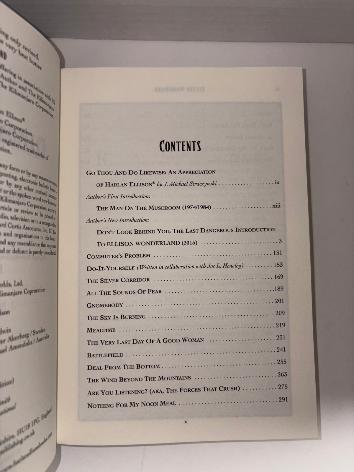 table of contents pg1
