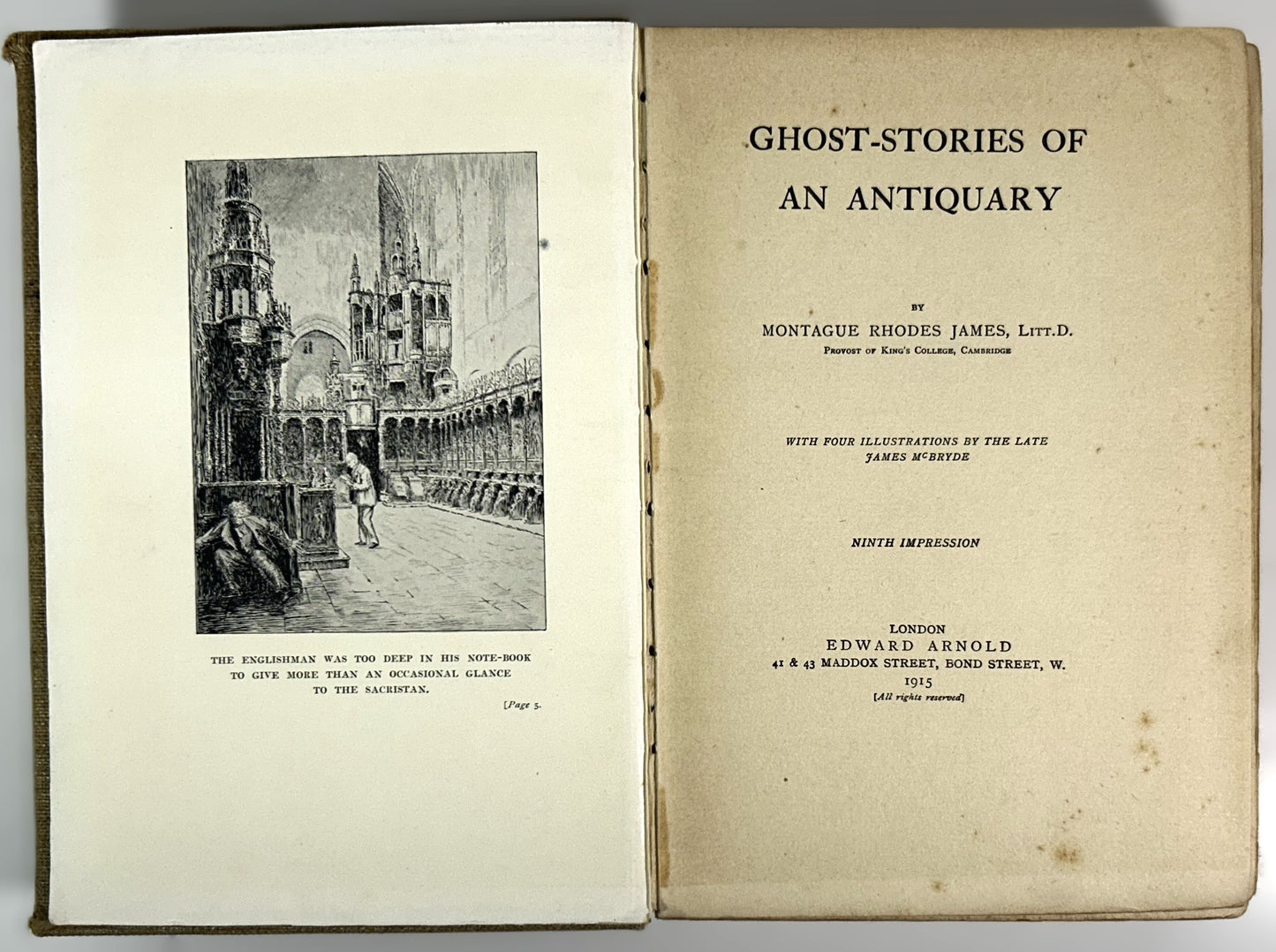 Ghost Stories of an Antiquary by MR James 1915 9th Impression Antique Hardcover