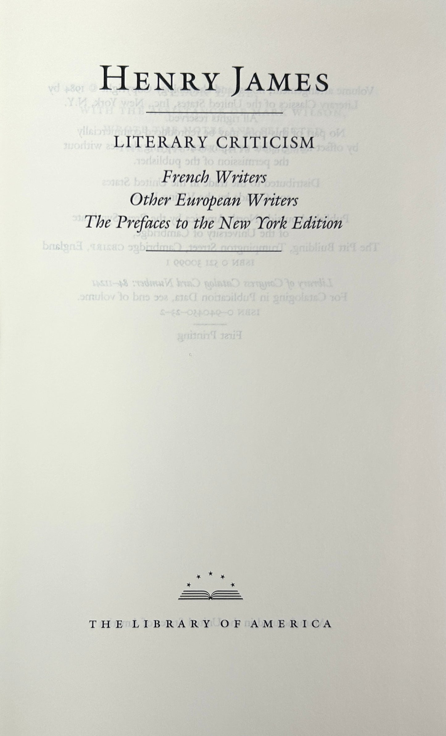 Library of America: Lot of 14 Henry James 1993