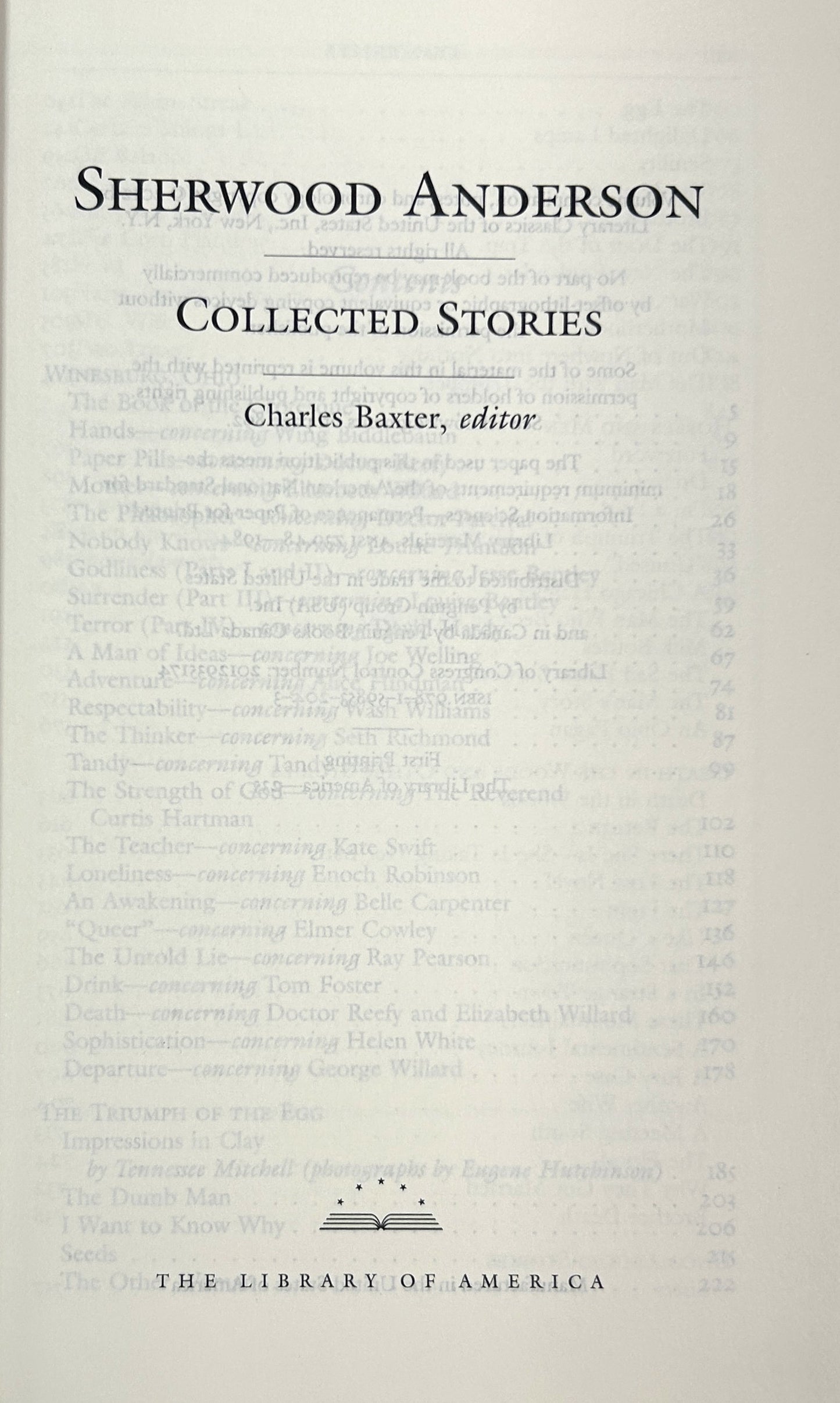 Library of America: Sherwood Anderson Collected Stories 2012
