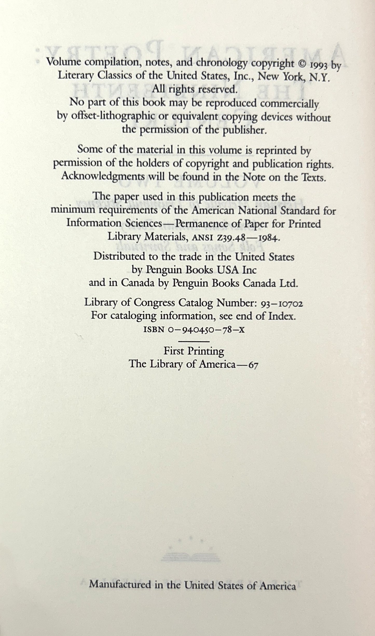 Library of America: Lot of 5 American Poetry 1993-2007