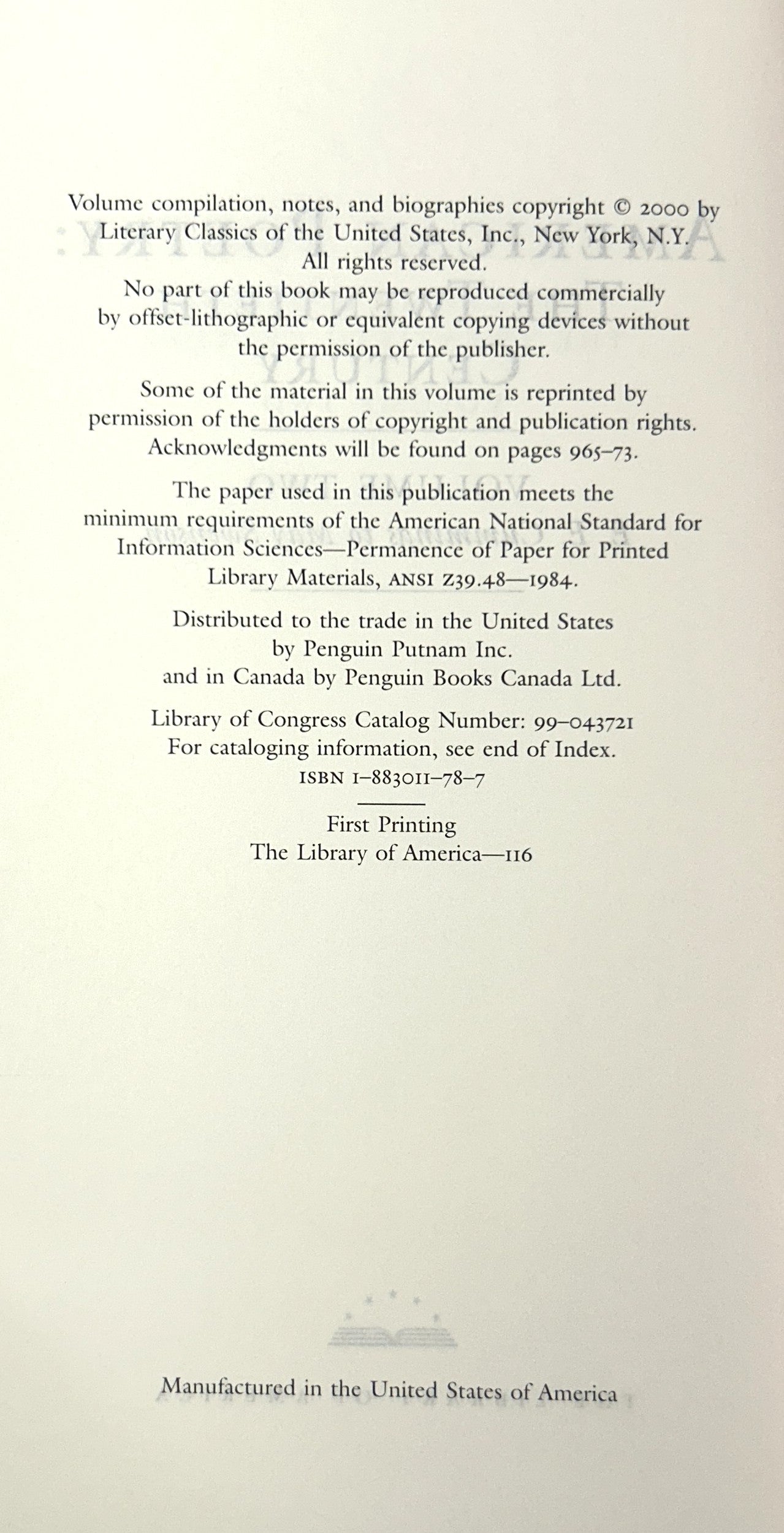 Library of America: Lot of 5 American Poetry 1993-2007