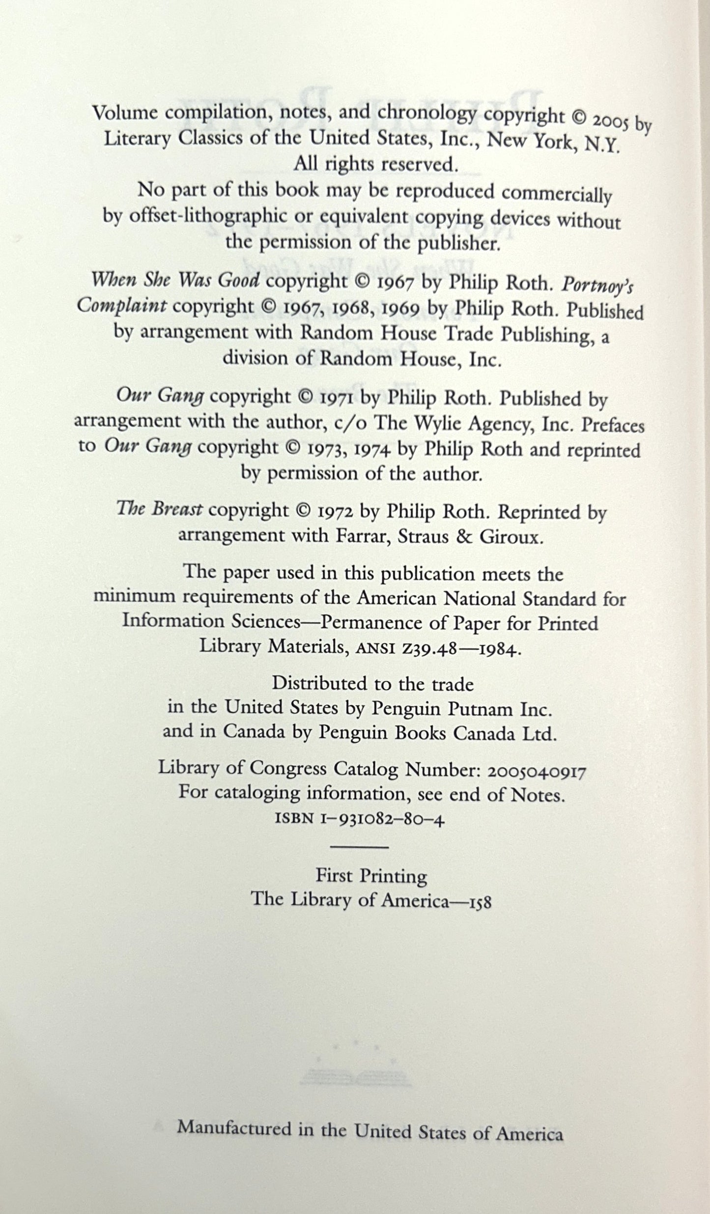 Library of America: Lot of 9 Philip Roth 2005-2013
