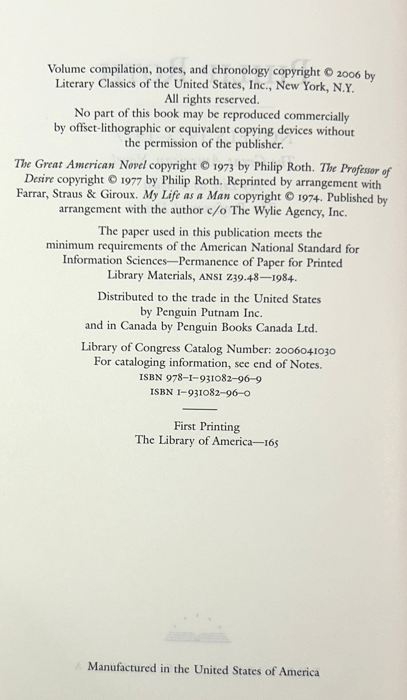 Library of America: Lot of 9 Philip Roth 2005-2013