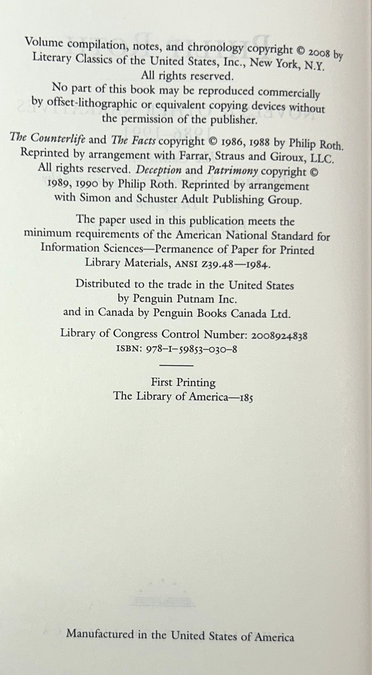 Library of America: Lot of 9 Philip Roth 2005-2013