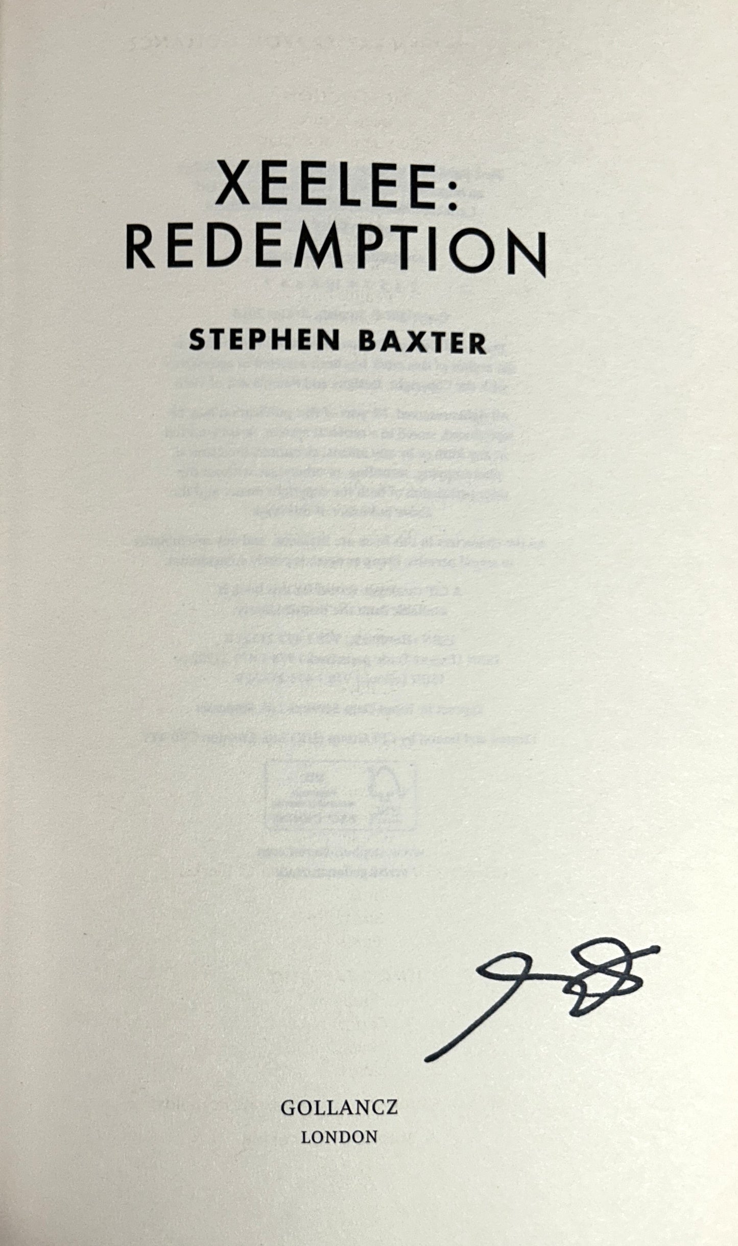 Xeelee Redemption by Stephen Baxter 2018 SIGNED 1st Edition