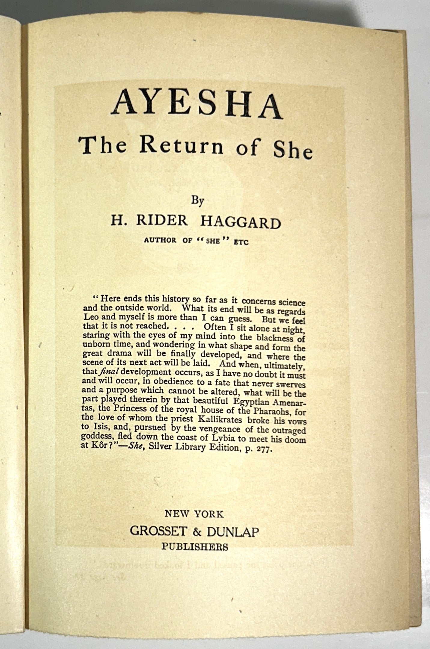 Ayesha: The Return of She by H. Rider Haggard 1905