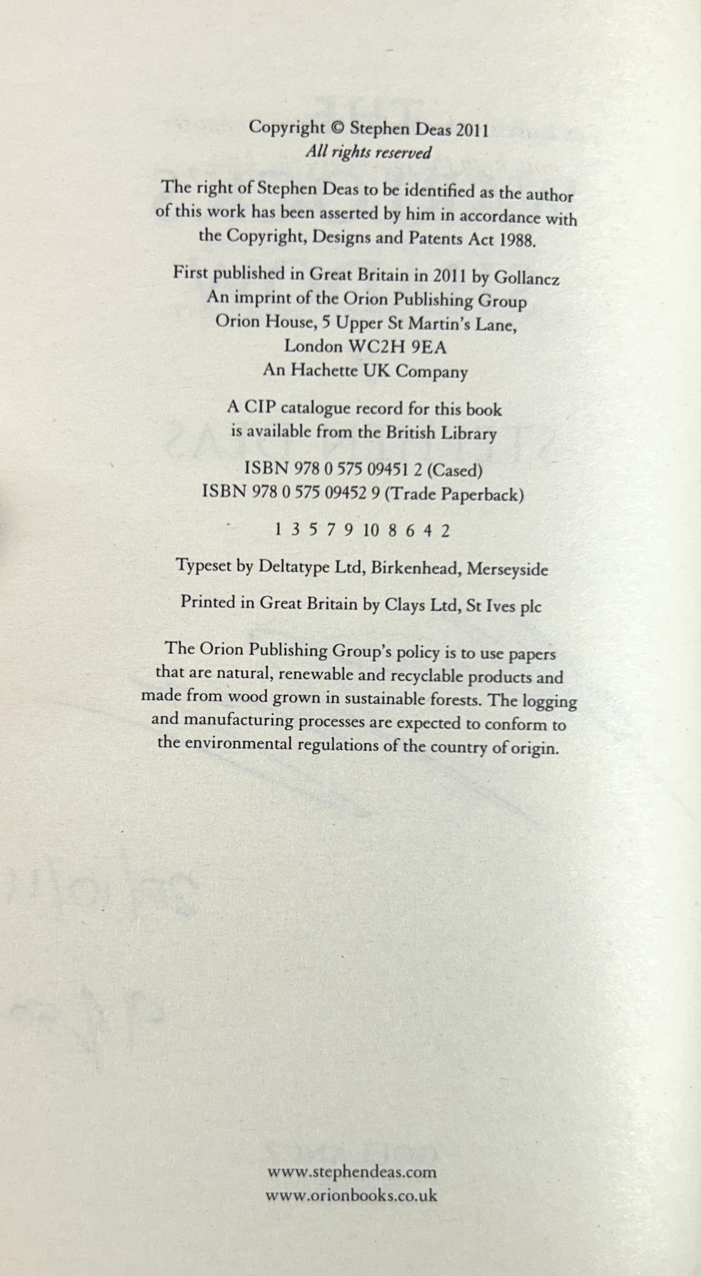 The Warlock's Shadow by Stephen Deas 2011 SIGNED 1st Edition
