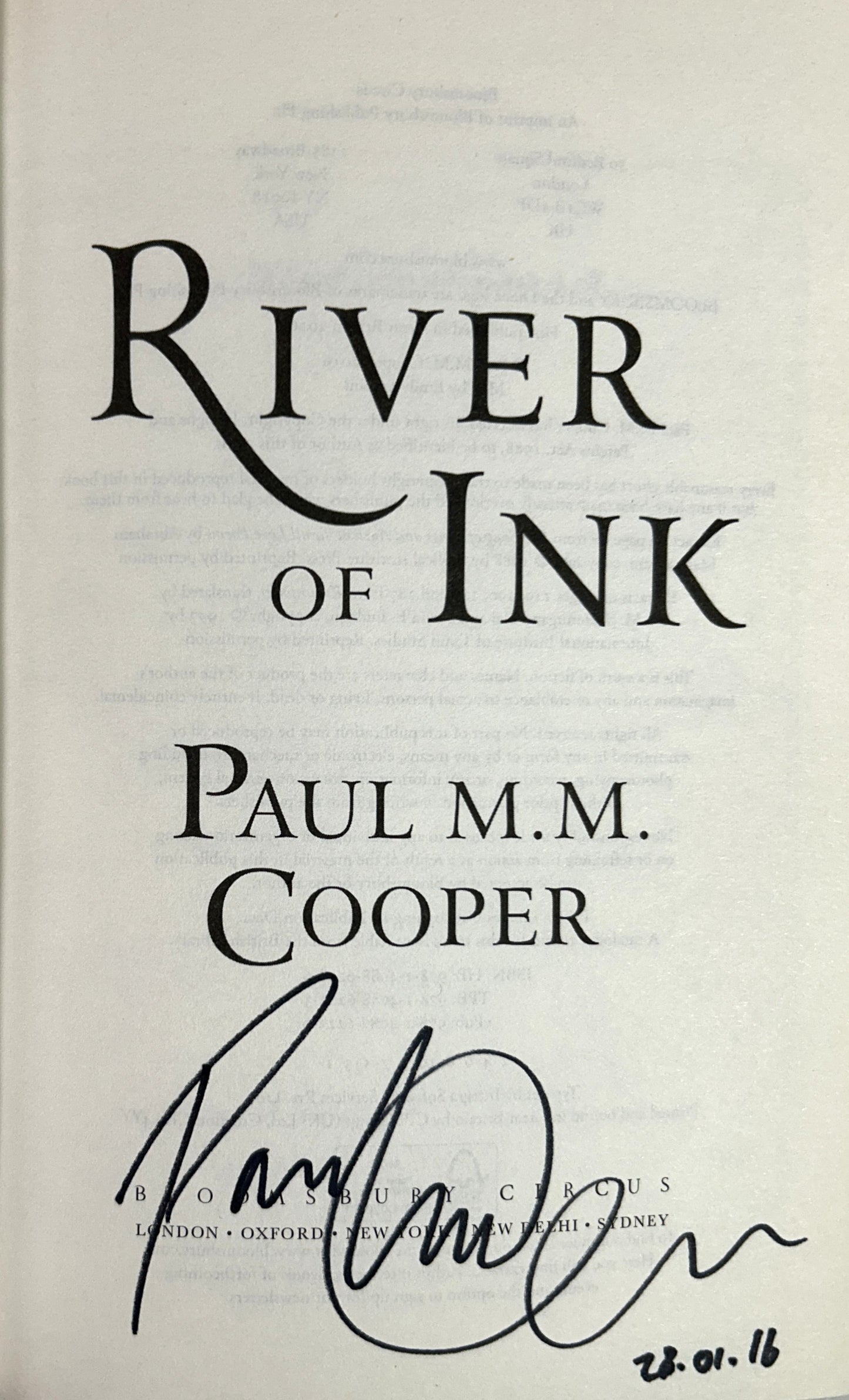 River of Ink by Paul MM Cooper 2016 SIGNED 1st Edition
