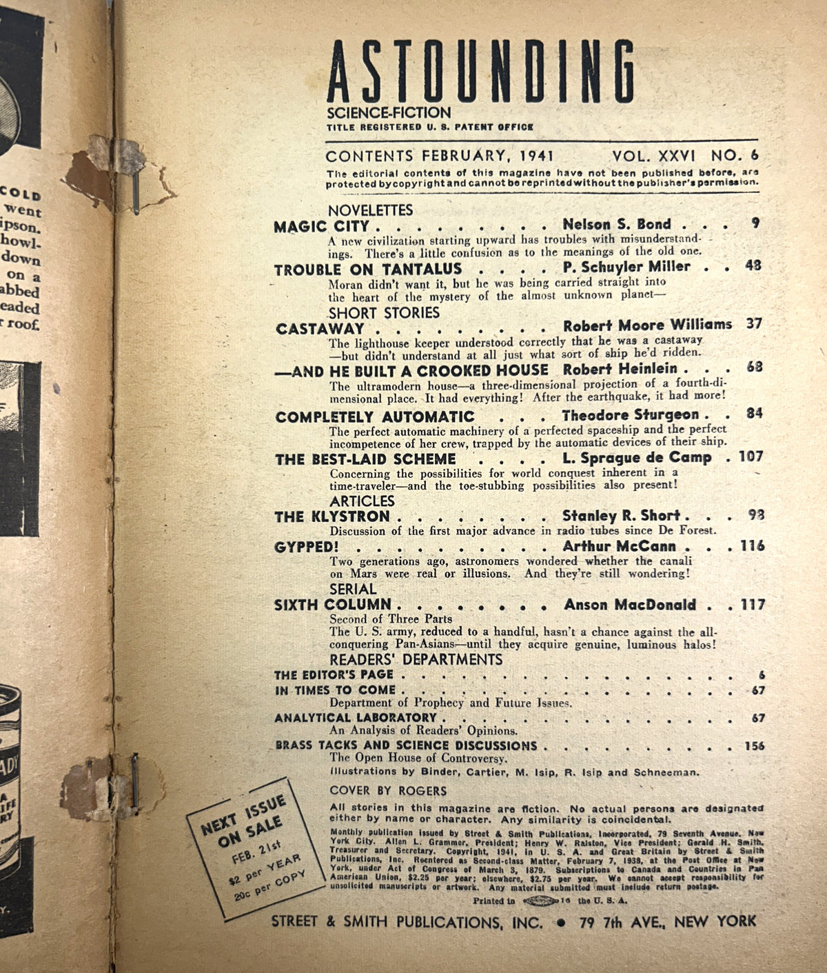 Set of 8 Astounding Science Fiction January-August 1941 includes UNIVERSE by Robert Heinlein