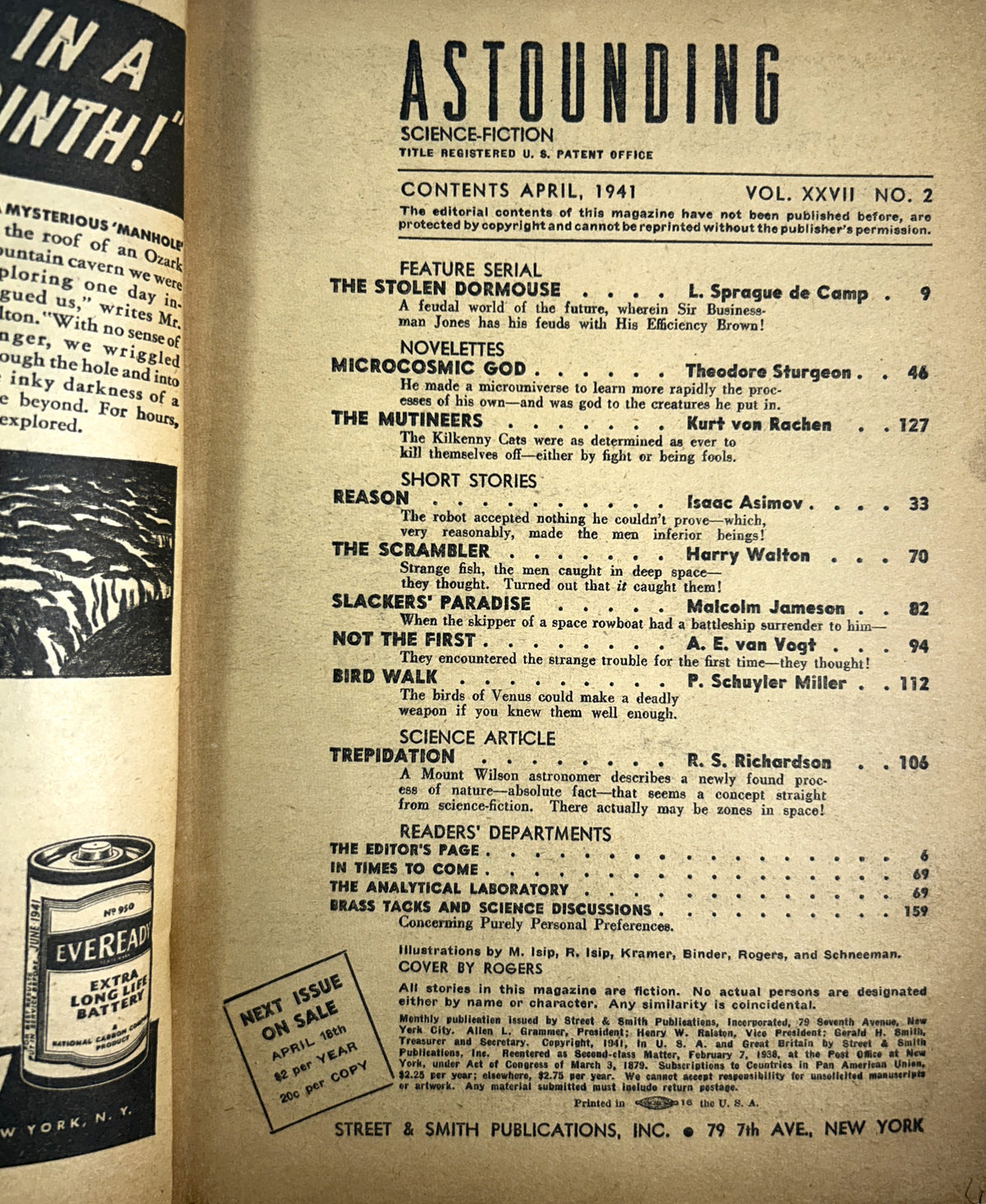 Set of 8 Astounding Science Fiction January-August 1941 includes UNIVERSE by Robert Heinlein
