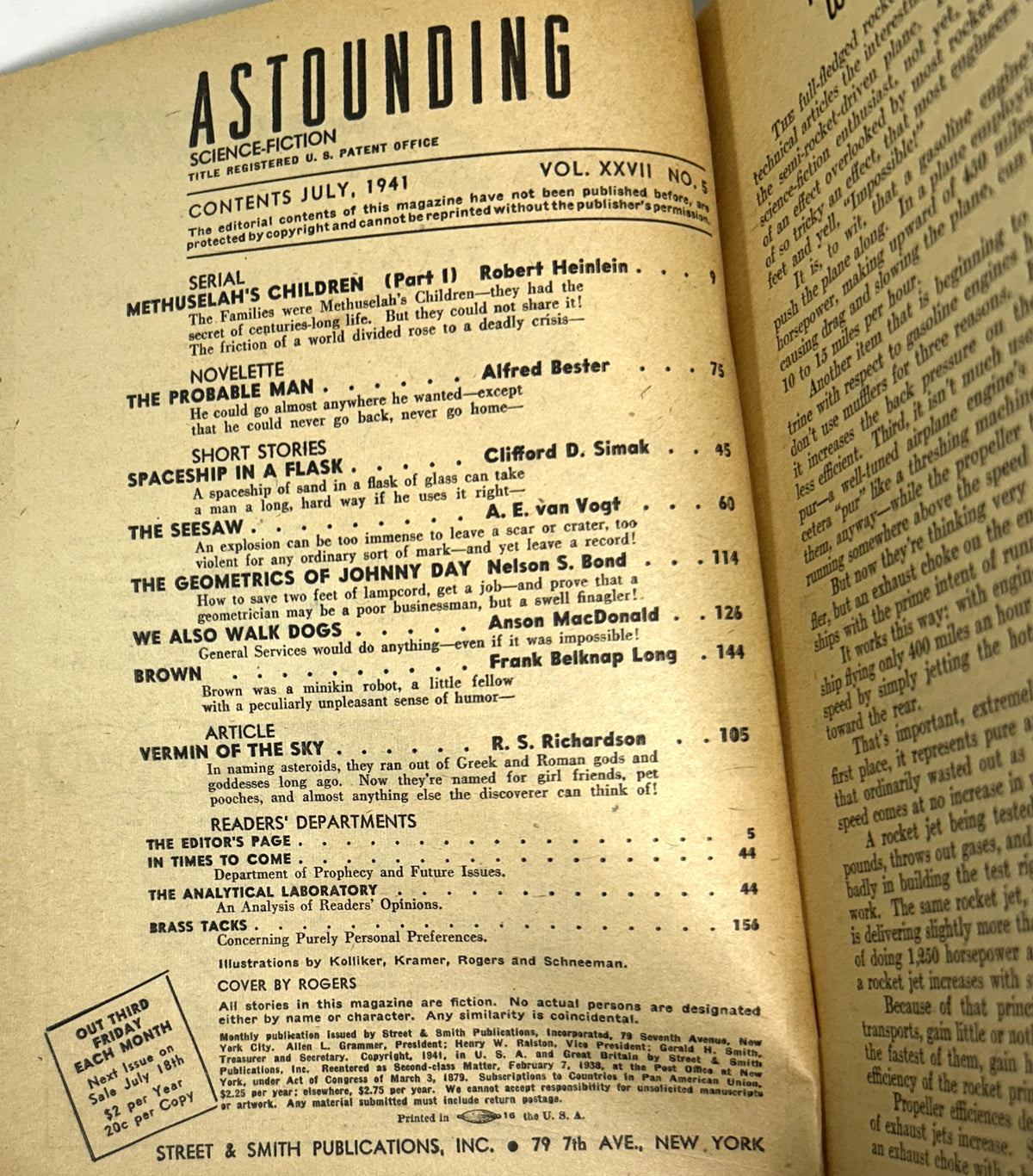 Set of 8 Astounding Science Fiction January-August 1941 includes UNIVERSE by Robert Heinlein