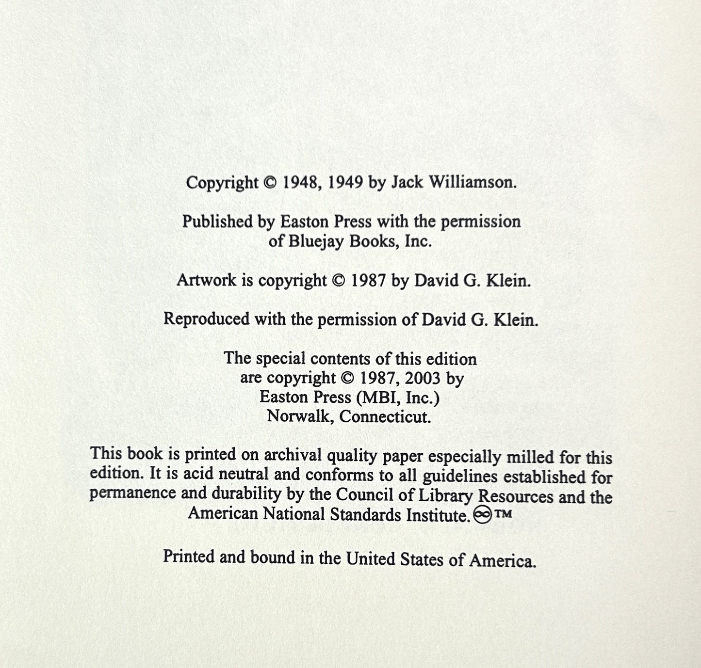 Easton Press: The Humanoids by Jack Williamson 2003