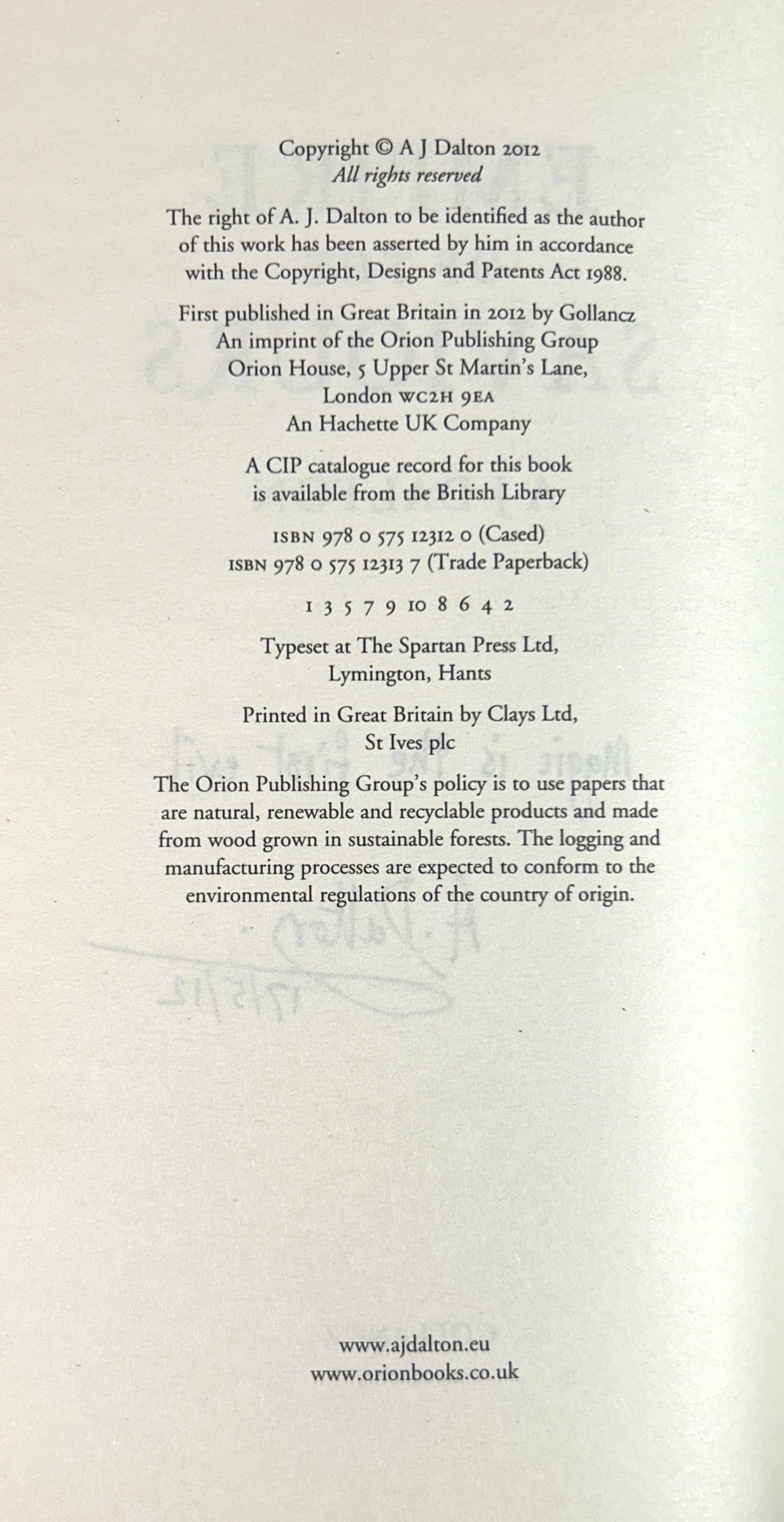 Empire of the Saviours (Chronicles of a Cosmic Warlod #1) by AJ Dalton 2012 SIGNED 1st Edition