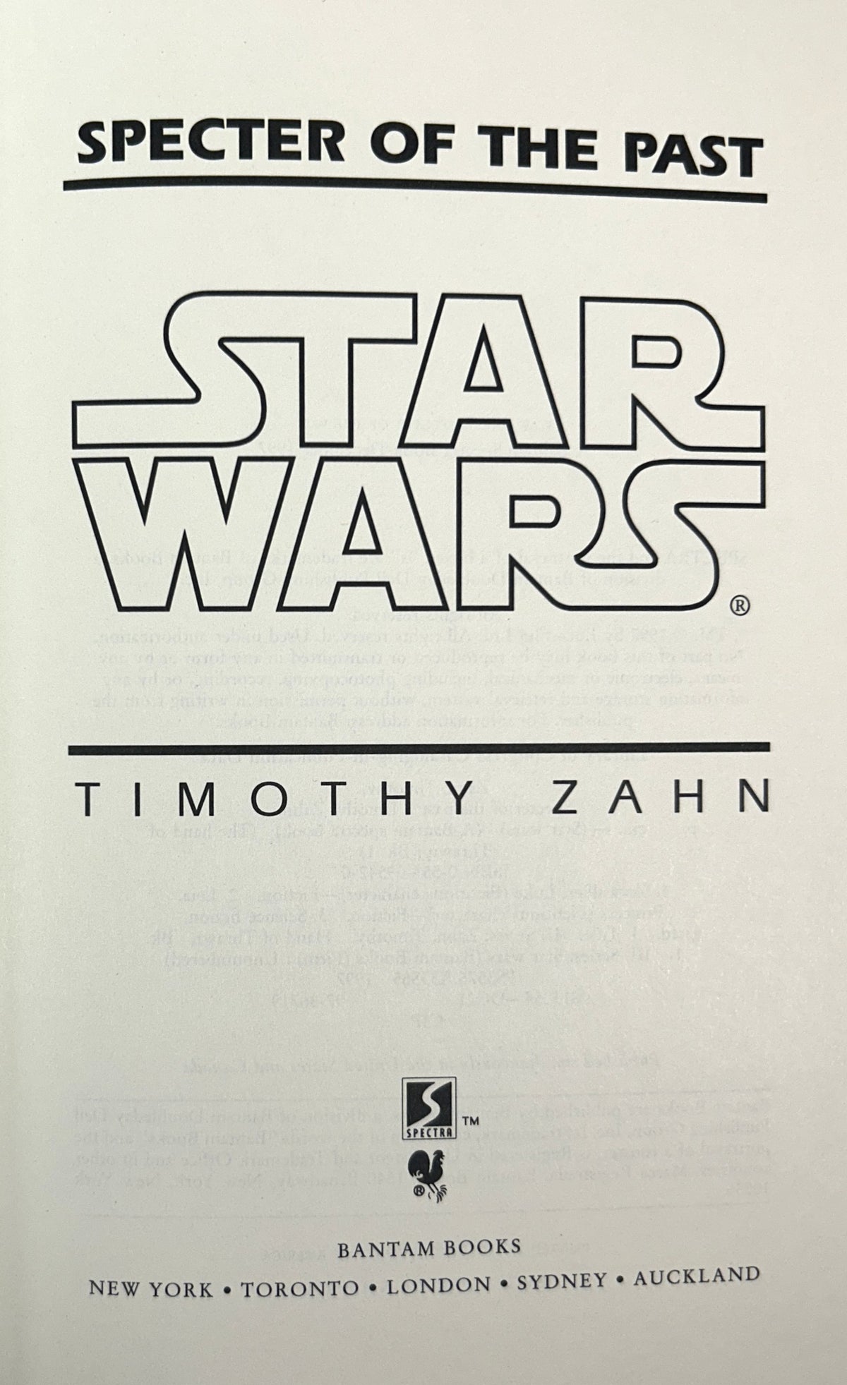 Set of 2 Star Wars: Specter of the Past + Visions of the Future by Timothy Zahn 1997-1998 1st Editions